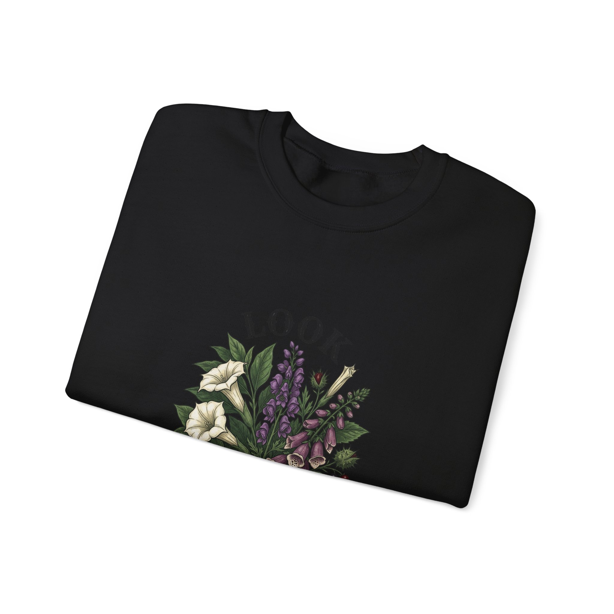 Look Don't Touch sweatshirt | Gothic botanicals floral crest - Image 7