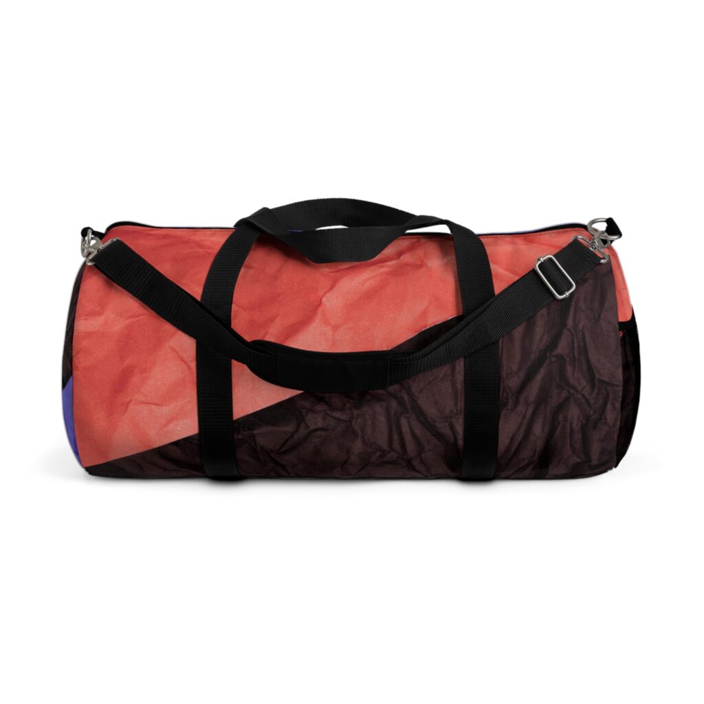 Geometric Colorblock Duffel Bag — Coral, Black & Blue Travel Gym Tote
