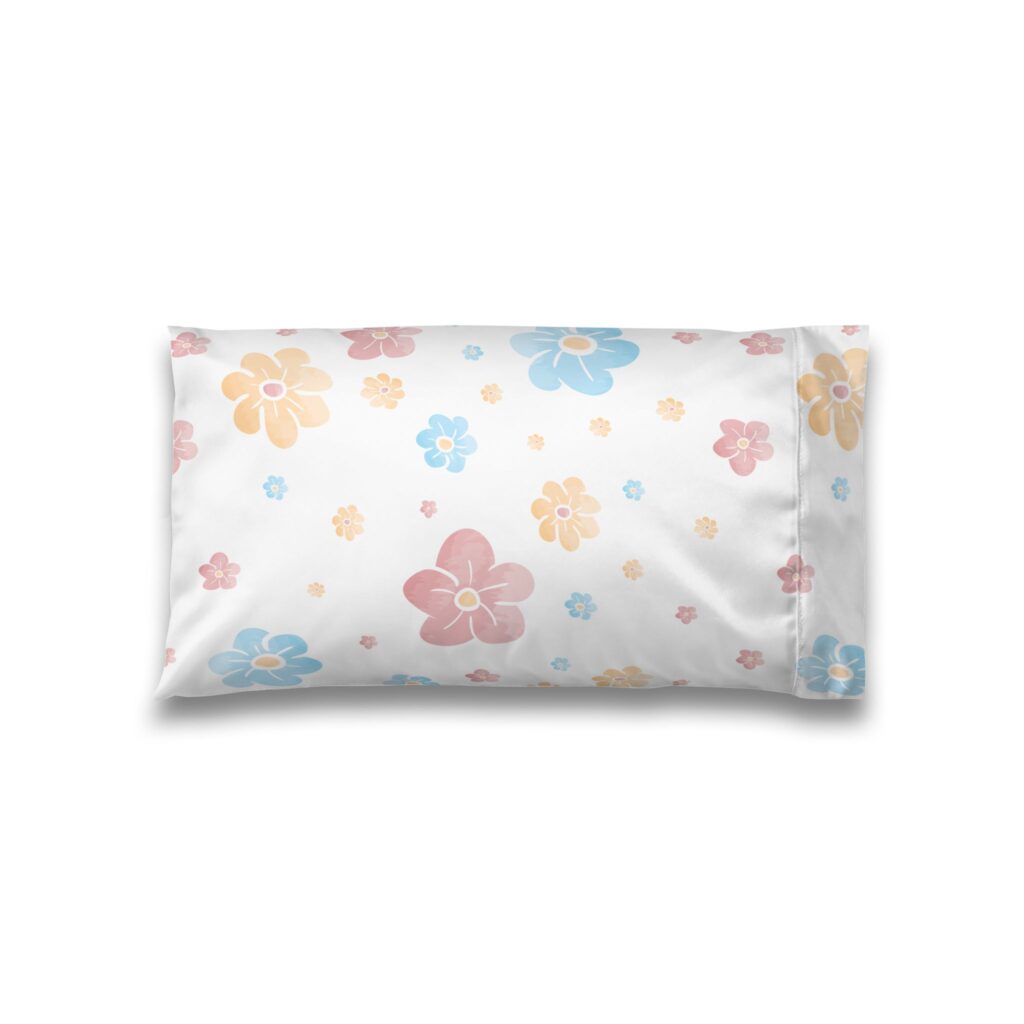 Satin Pillowcase — Pastel Floral Sleep Pillowcase (Blue, Pink & Yellow Flowers)