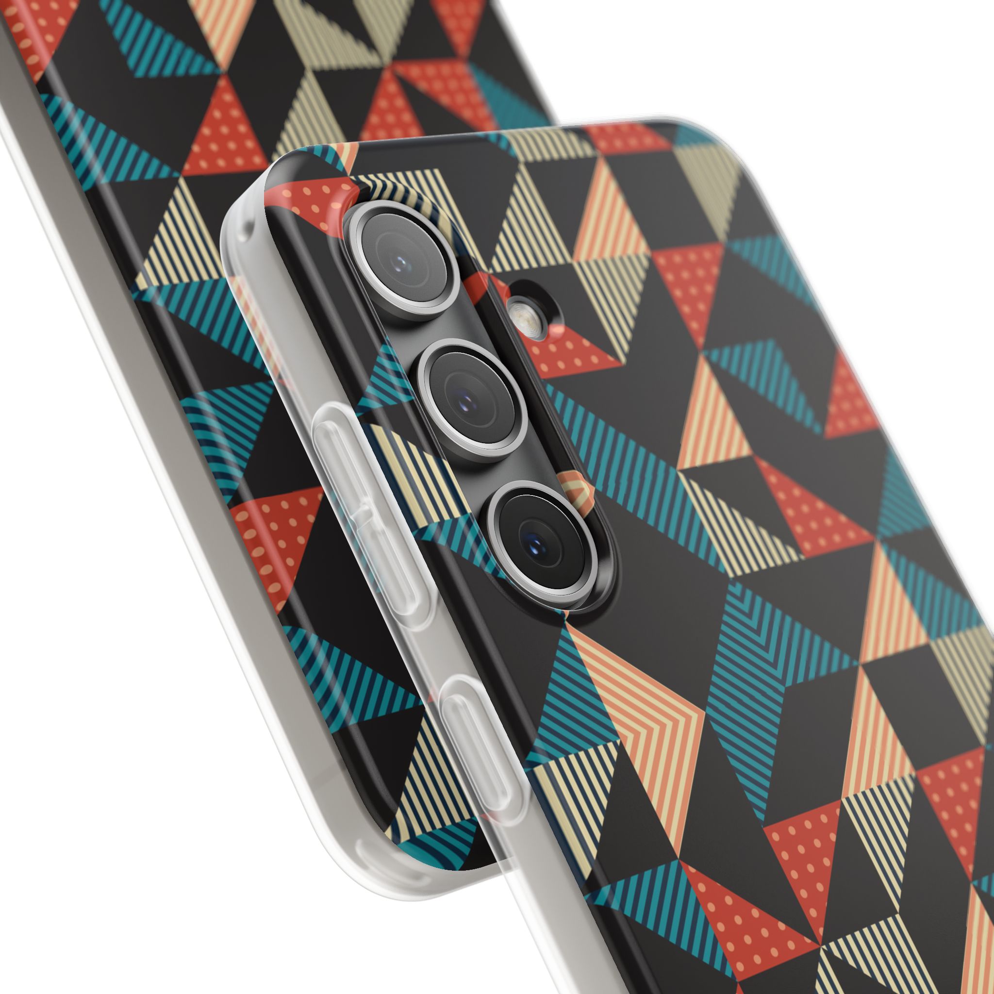 Geometric Retro Triangle Phone Case — Colorful Mid-Century Pattern Flexi Case - Image 99