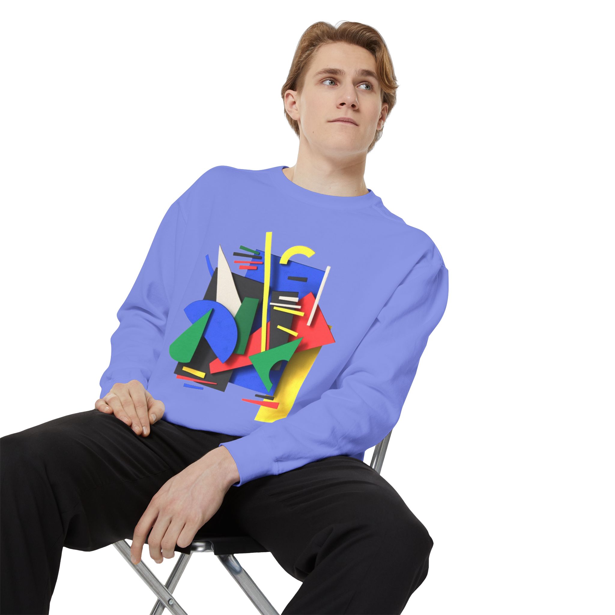 Abstract Geometric Crewneck Sweatshirt — Colorful 80s Retro Art Design - Image 66