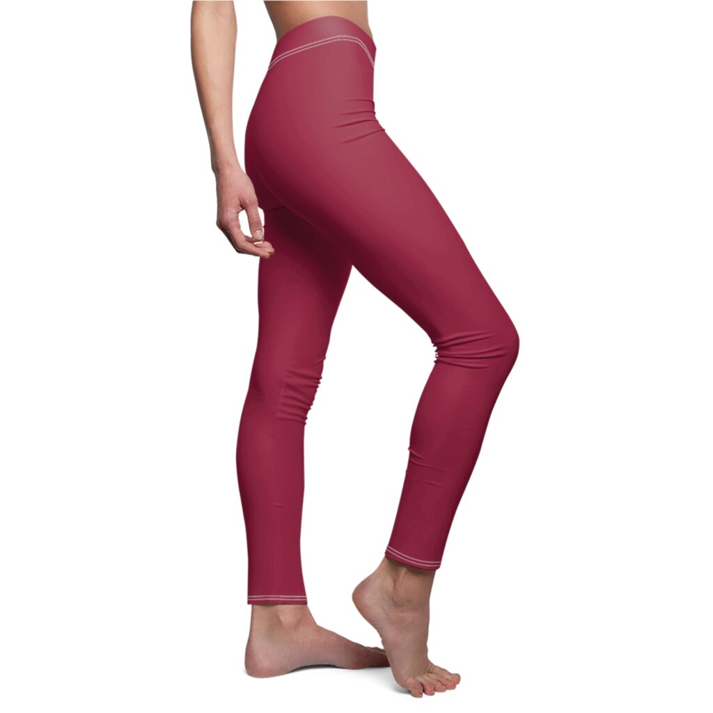 Women's Maroon Everyday Leggings — Stretchy Casual AOP Pants