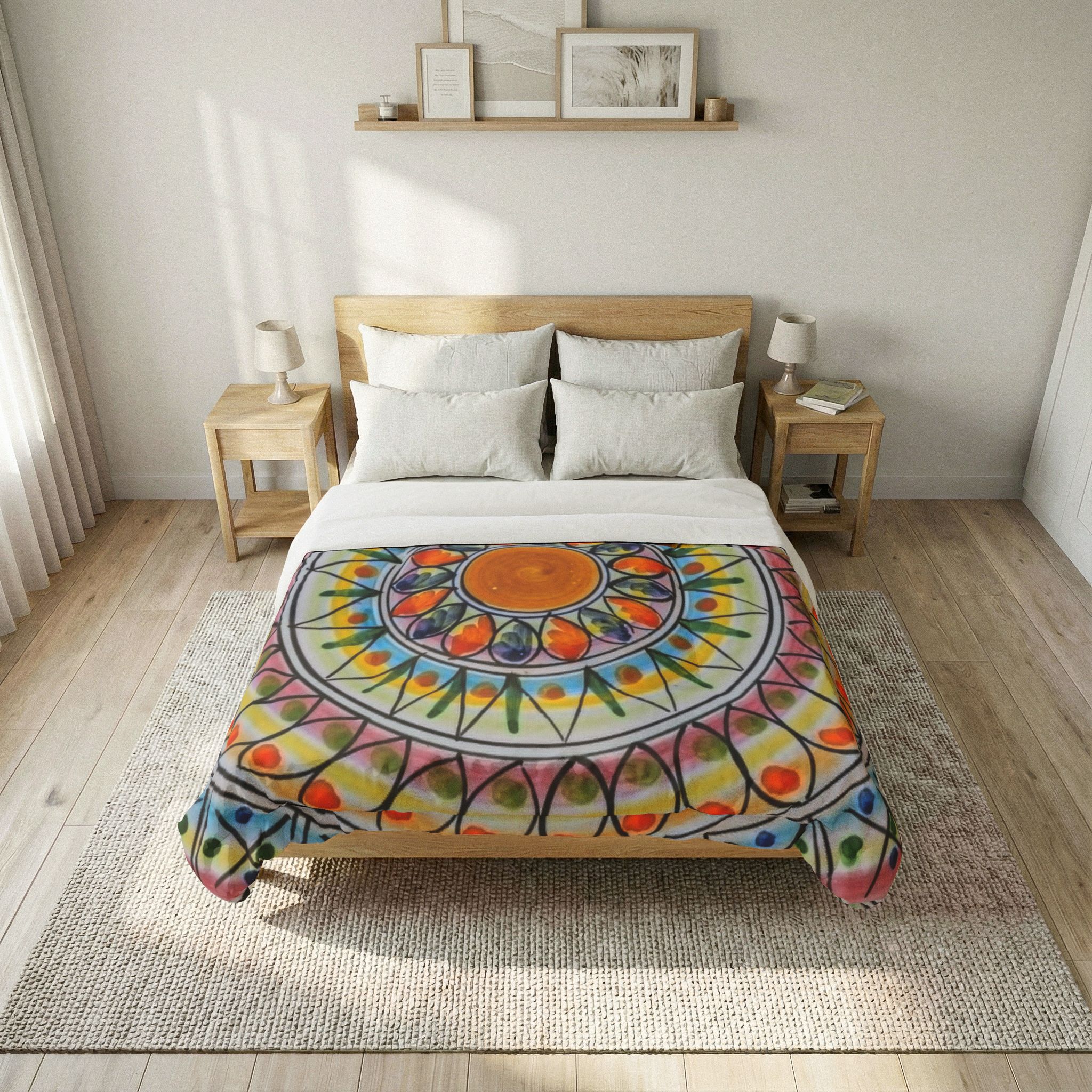 Mandala Sunburst Cotton Comforter – Colorful Boho Bedding Throw - Image 4