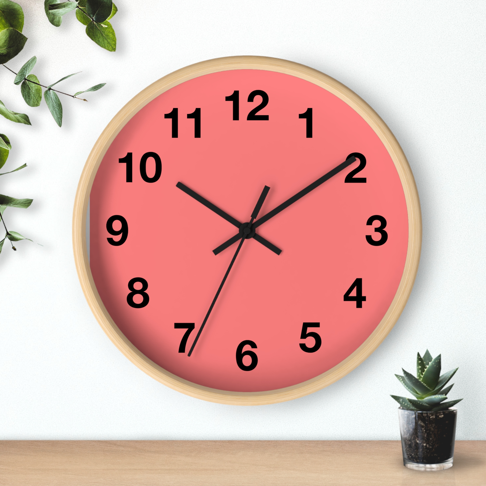 Coral Minimal Wall Clock — Modern Numeric Home & Office Clock - Image 15