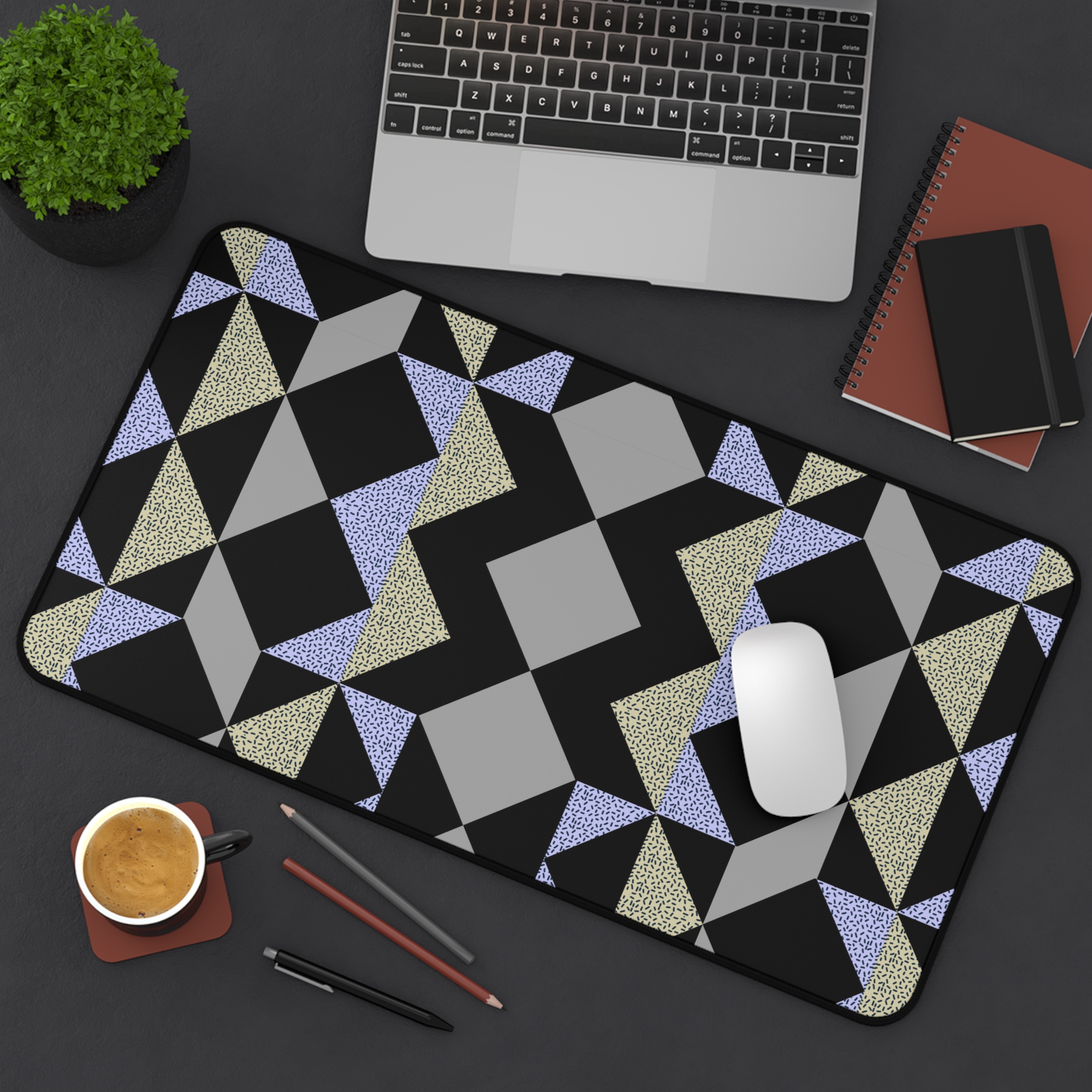 Geometric Glam Desk Mat — Modern Black & Silver Pattern - Image 8