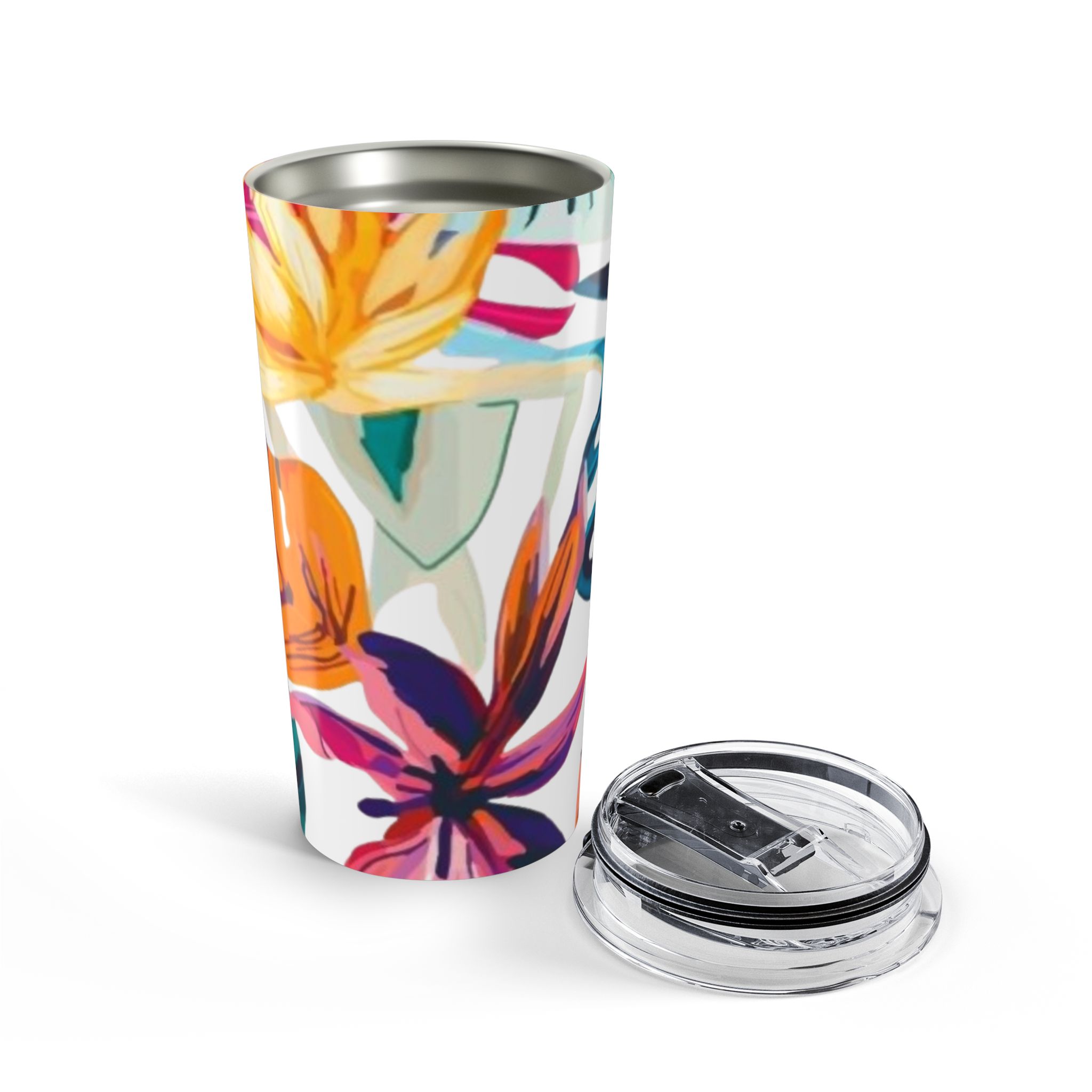20oz Tropical Floral Tumbler — Colorful Palm Leaf Travel Cup