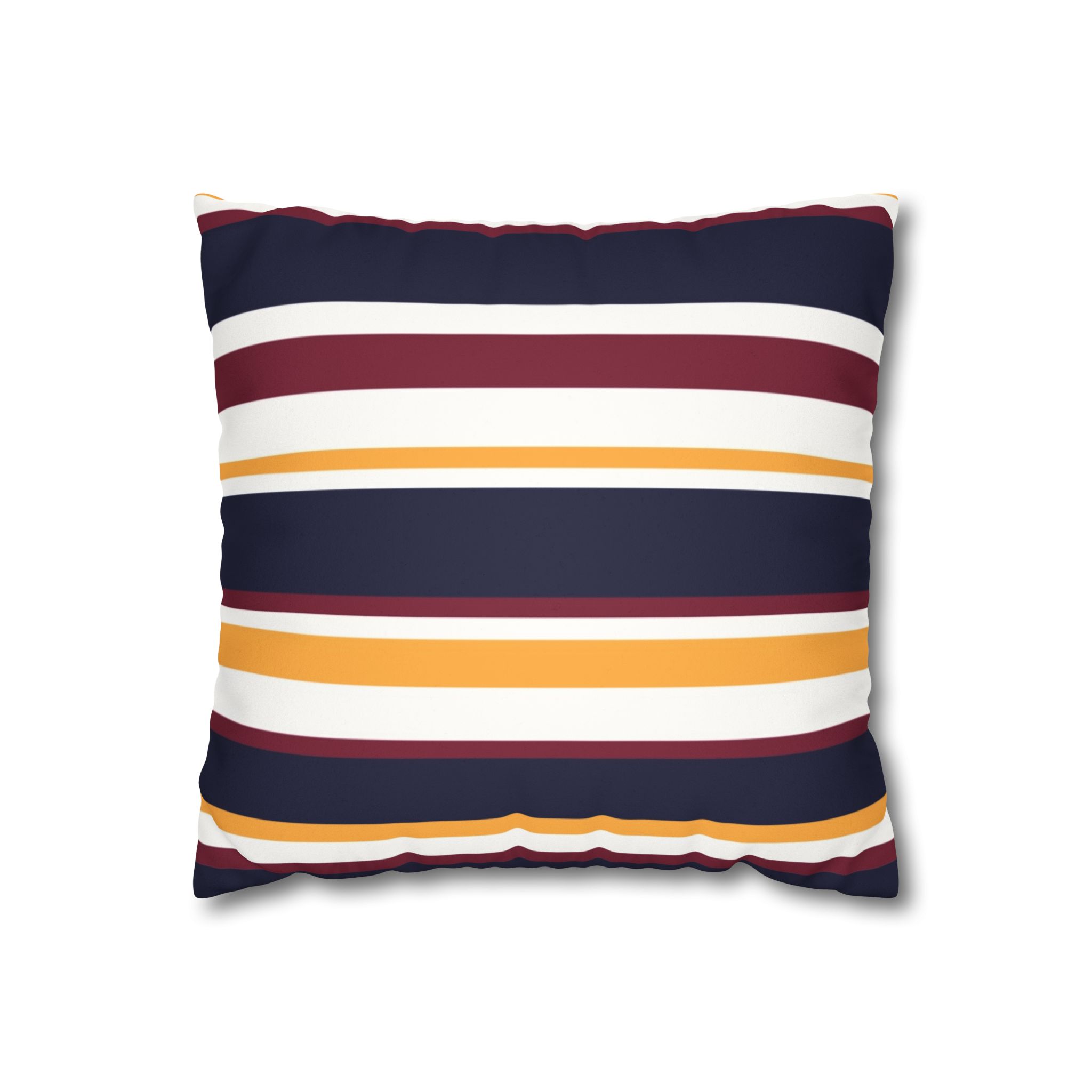 Striped Faux Suede Pillowcase - Navy, Maroon & Mustard Decorative Throw Pillow Cover - Image 2