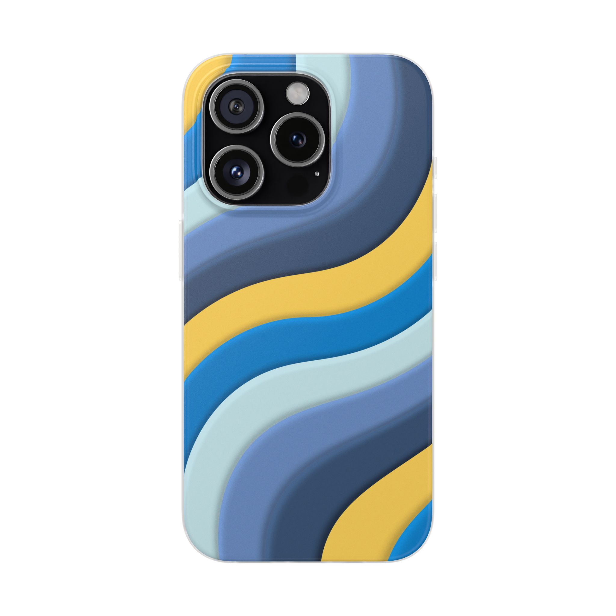 Retro Blue & Yellow Abstract Flexi Case— Wave Pattern Phone Case - Image 71