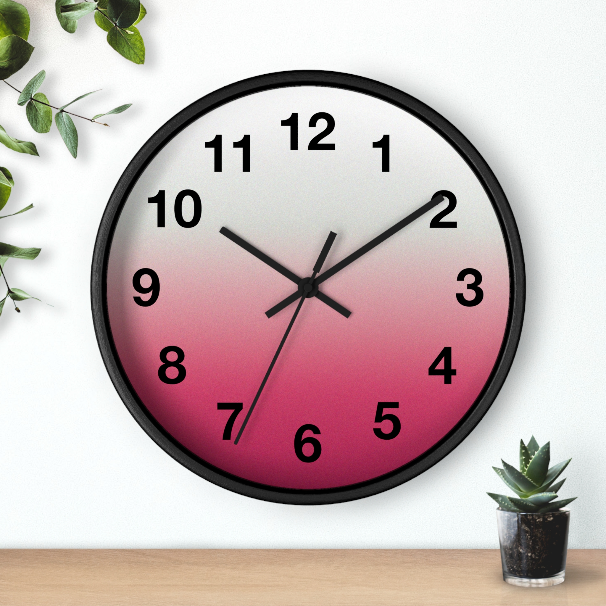 Pink Ombre Wall Clock — Modern Gradient Timepiece for Home & Office