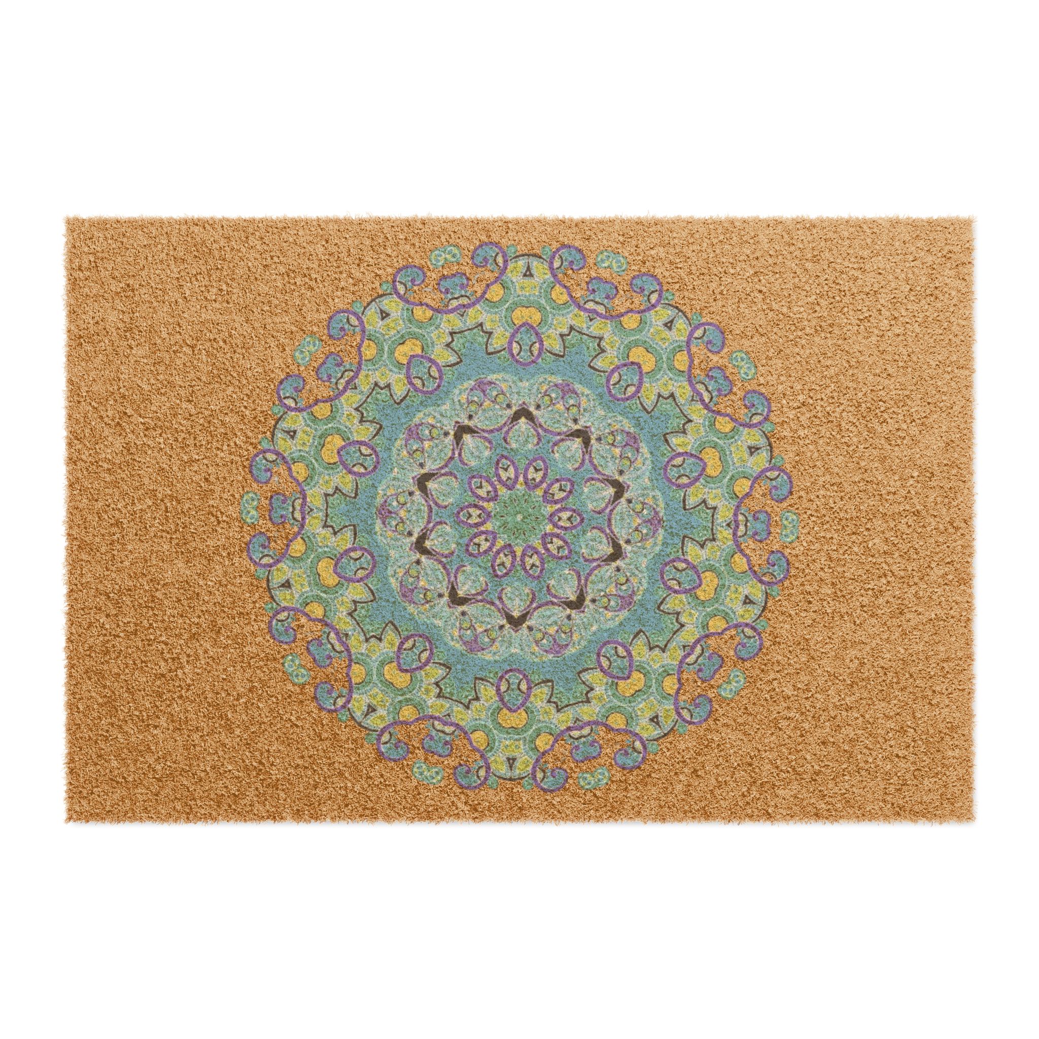 Boho Mandala Doormat – Colorful Turquoise Entry Mat - Image 2