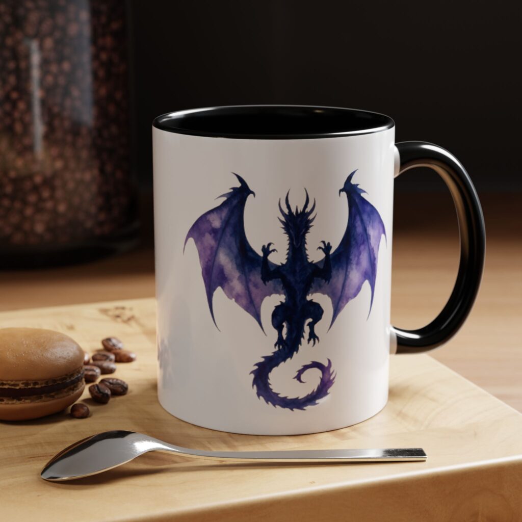 Purple Watercolor Dragon Accent Coffee Mug – Fantasy Creature 11/15oz