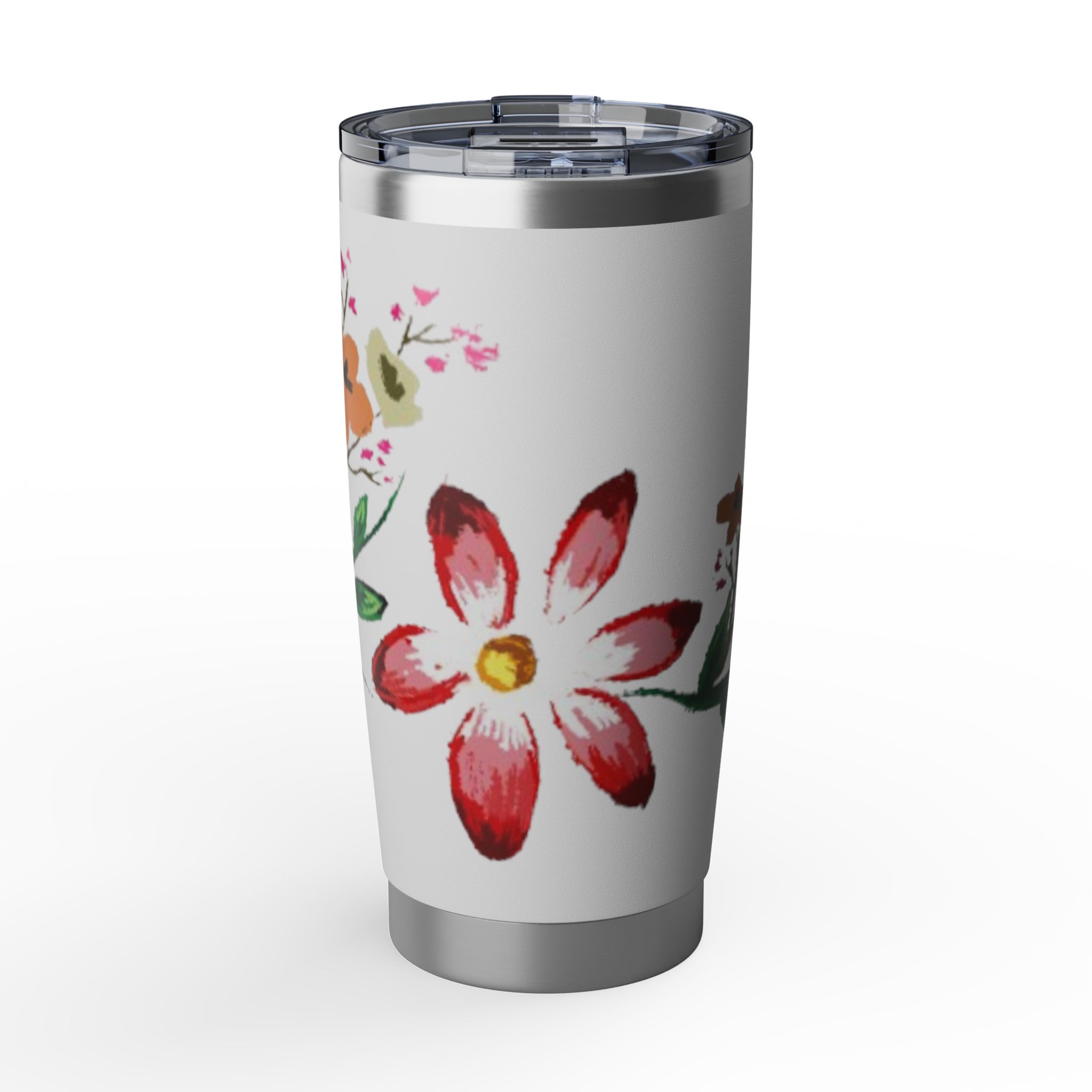 Floral Vagabond 20oz Tumbler – Hand-Painted Flower Travel Cup - Image 5