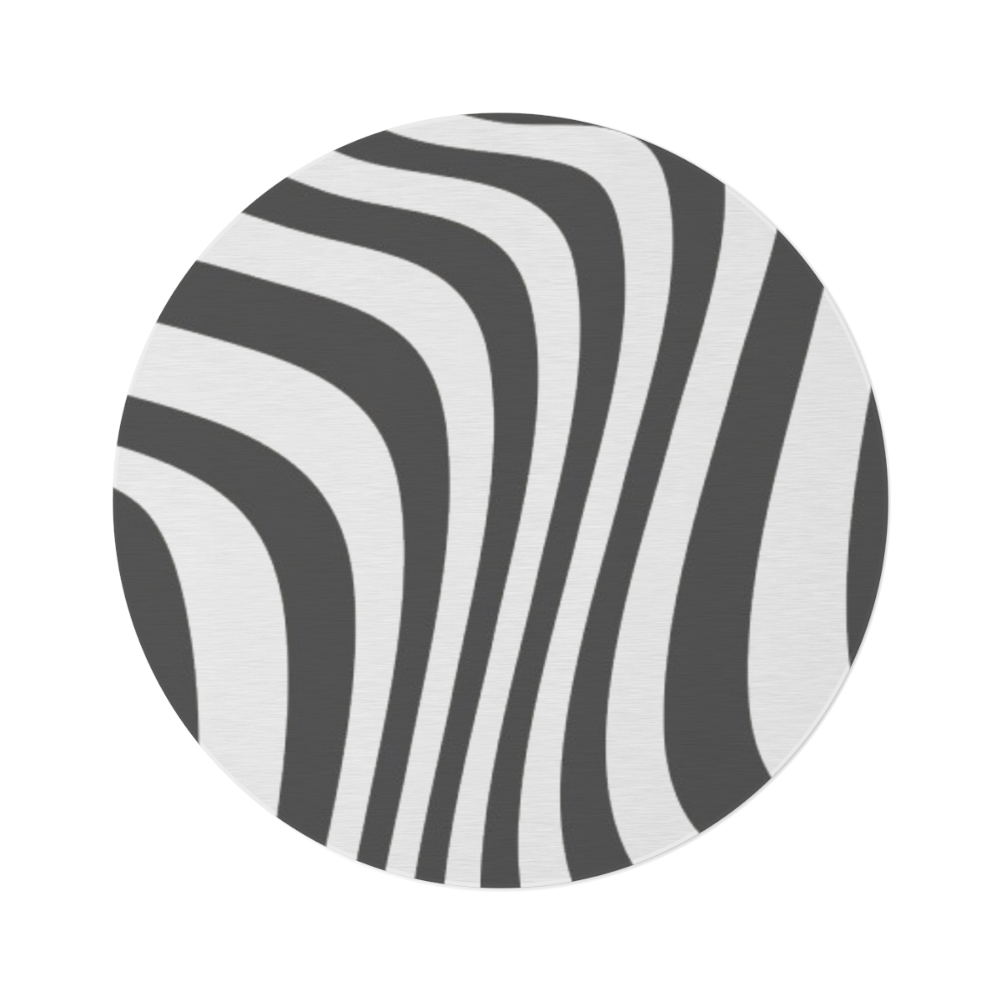 Zebra Wave Round Rug — Black & White Modern Abstract Area Rug - Image 2