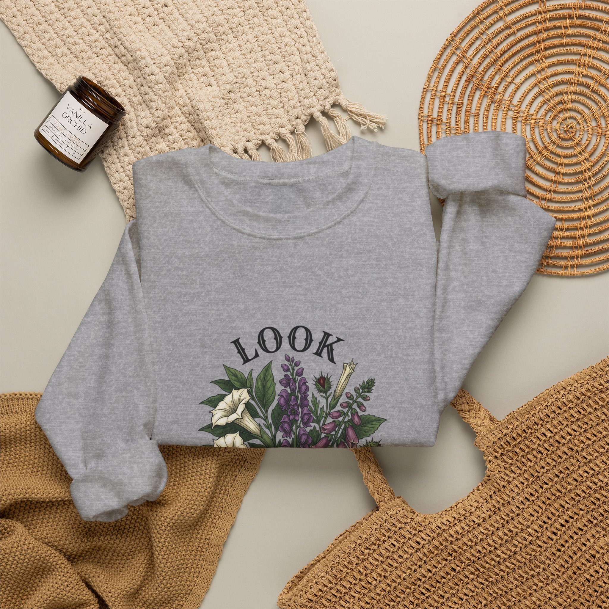 Look Don't Touch sweatshirt | Gothic botanicals floral crest - Image 16