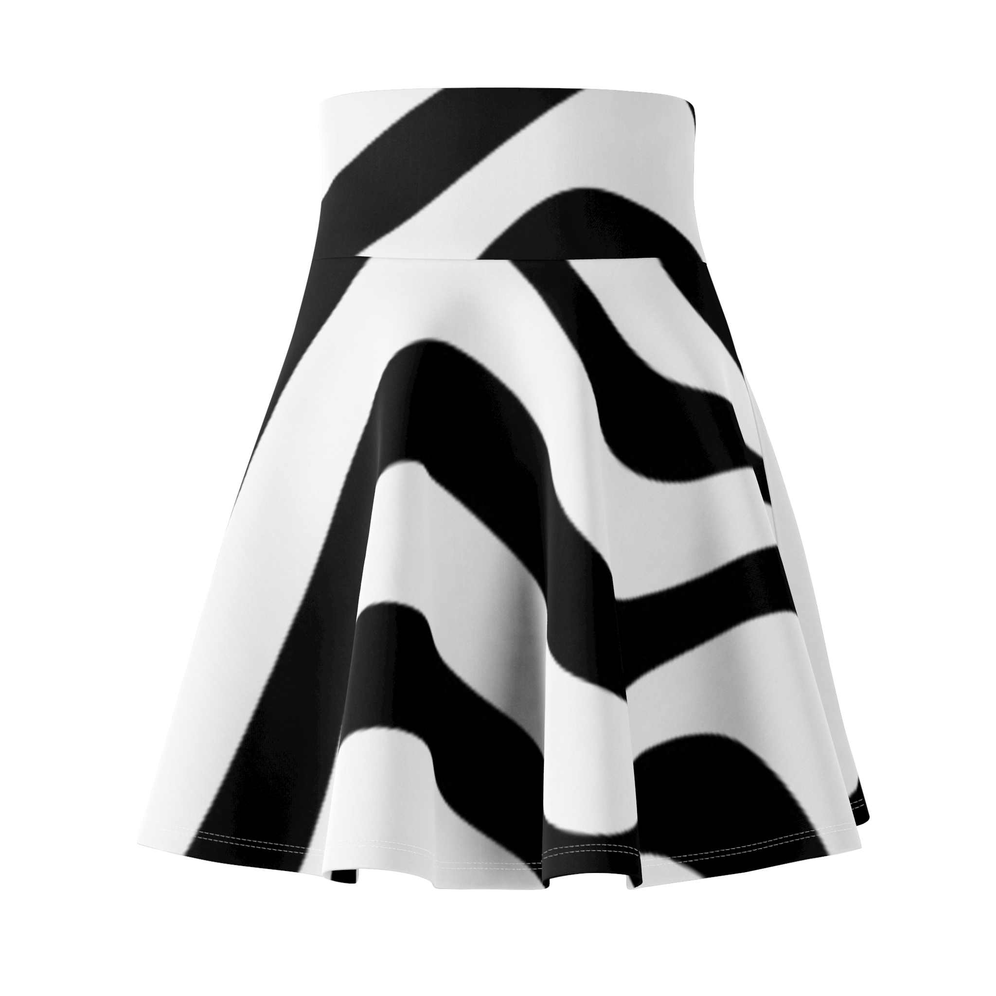 Zebra Print Skater Skirt — Black & White Bold Animal Pattern - Image 3
