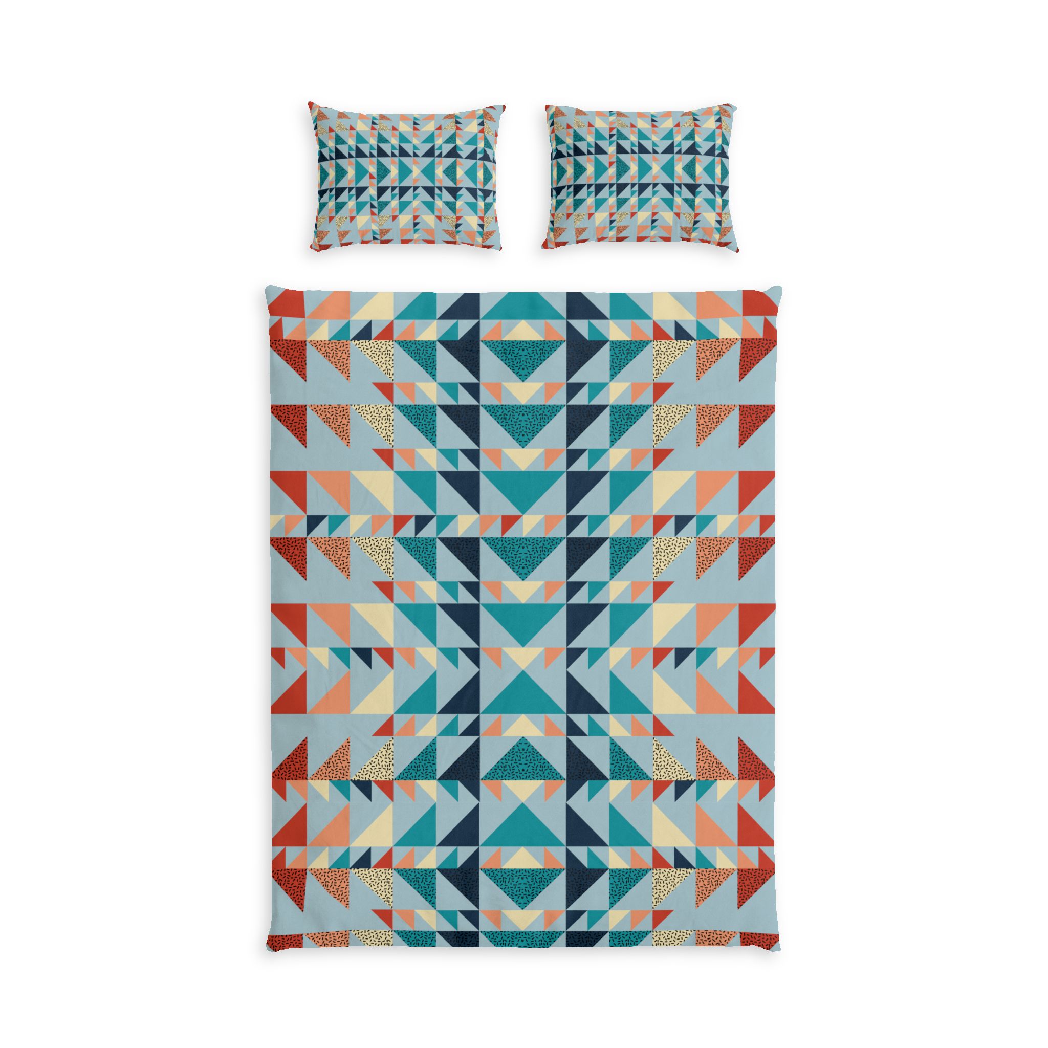 Geometric Aztec Cotton Bed Set — Southwestern Triangle Quilt Pattern - Image 2