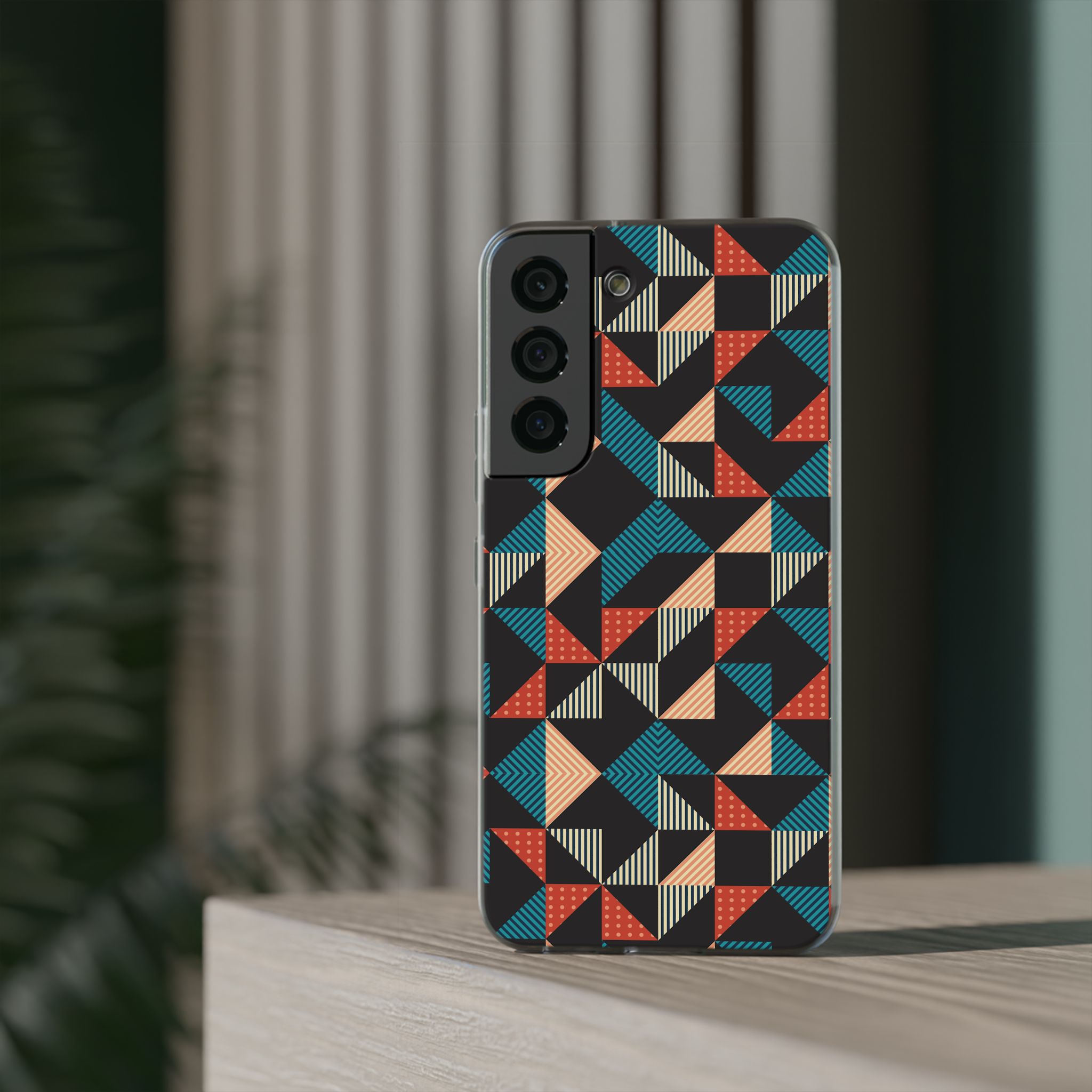 Geometric Retro Triangle Phone Case — Colorful Mid-Century Pattern Flexi Case - Image 36