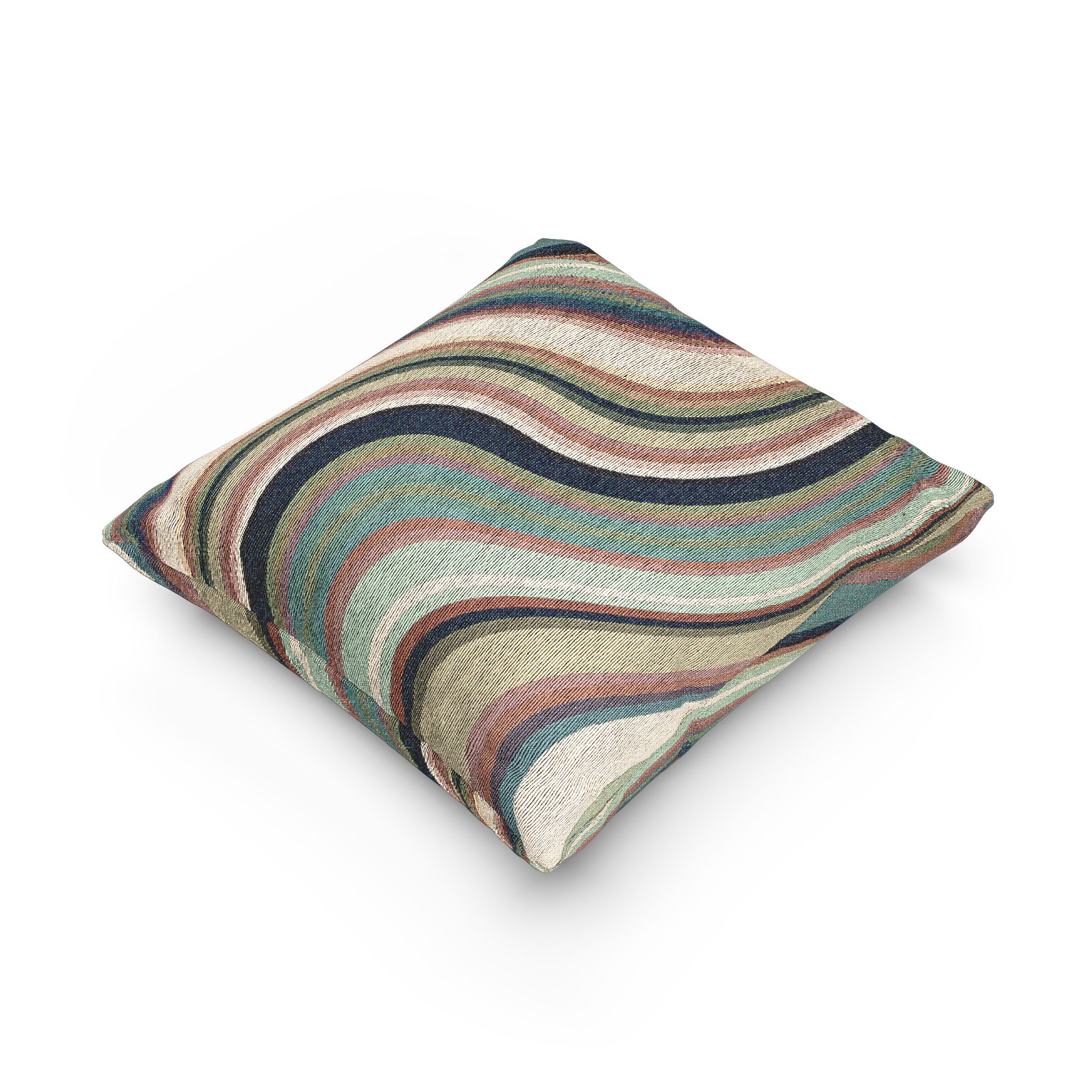 Woven Pillow — Retro Swirl Tapestry Throw Pillow (Earthy Teal, Rust & Cream) - Image 5