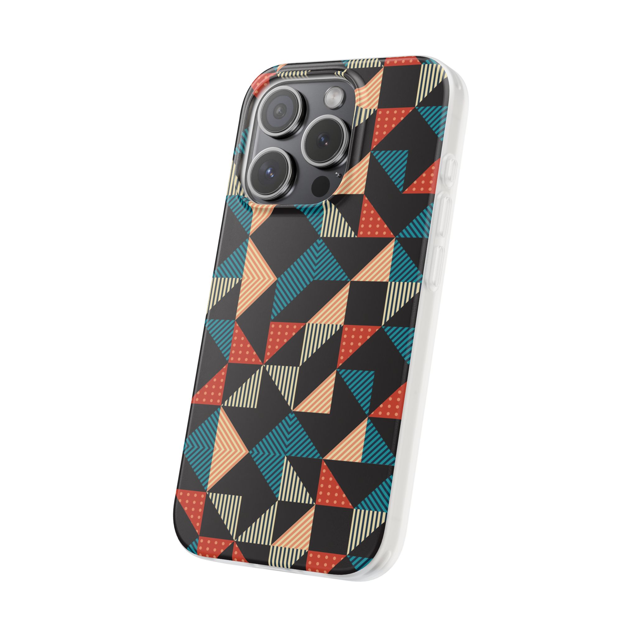 Geometric Retro Triangle Phone Case — Colorful Mid-Century Pattern Flexi Case - Image 72