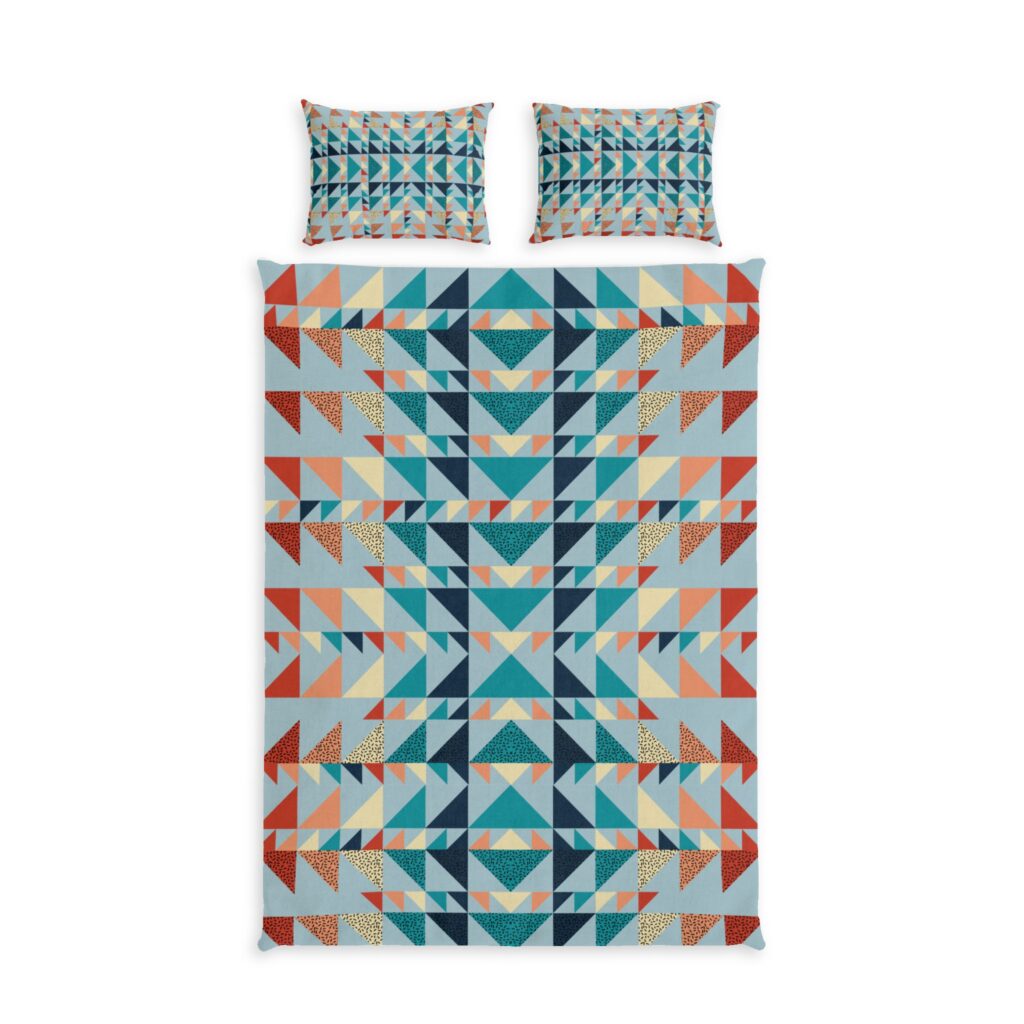 Geometric Aztec Cotton Bed Set — Southwestern Triangle Quilt Pattern
