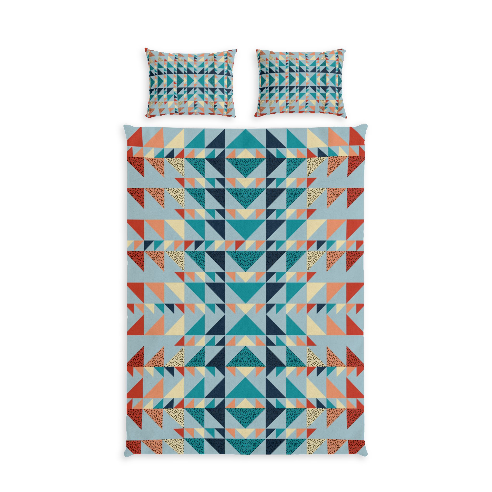 Geometric Aztec Cotton Bed Set — Southwestern Triangle Quilt Pattern