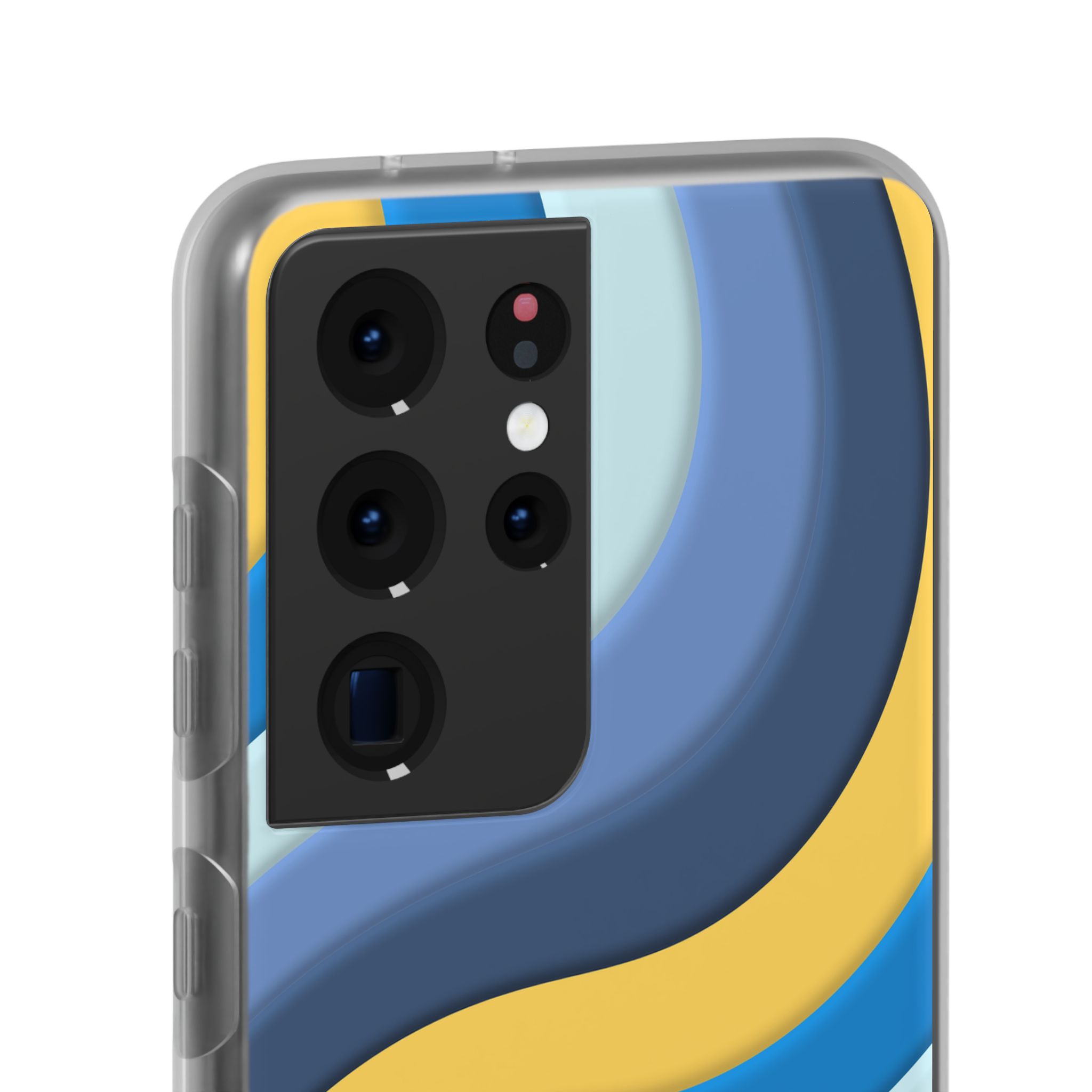 Retro Blue & Yellow Abstract Flexi Case— Wave Pattern Phone Case - Image 19