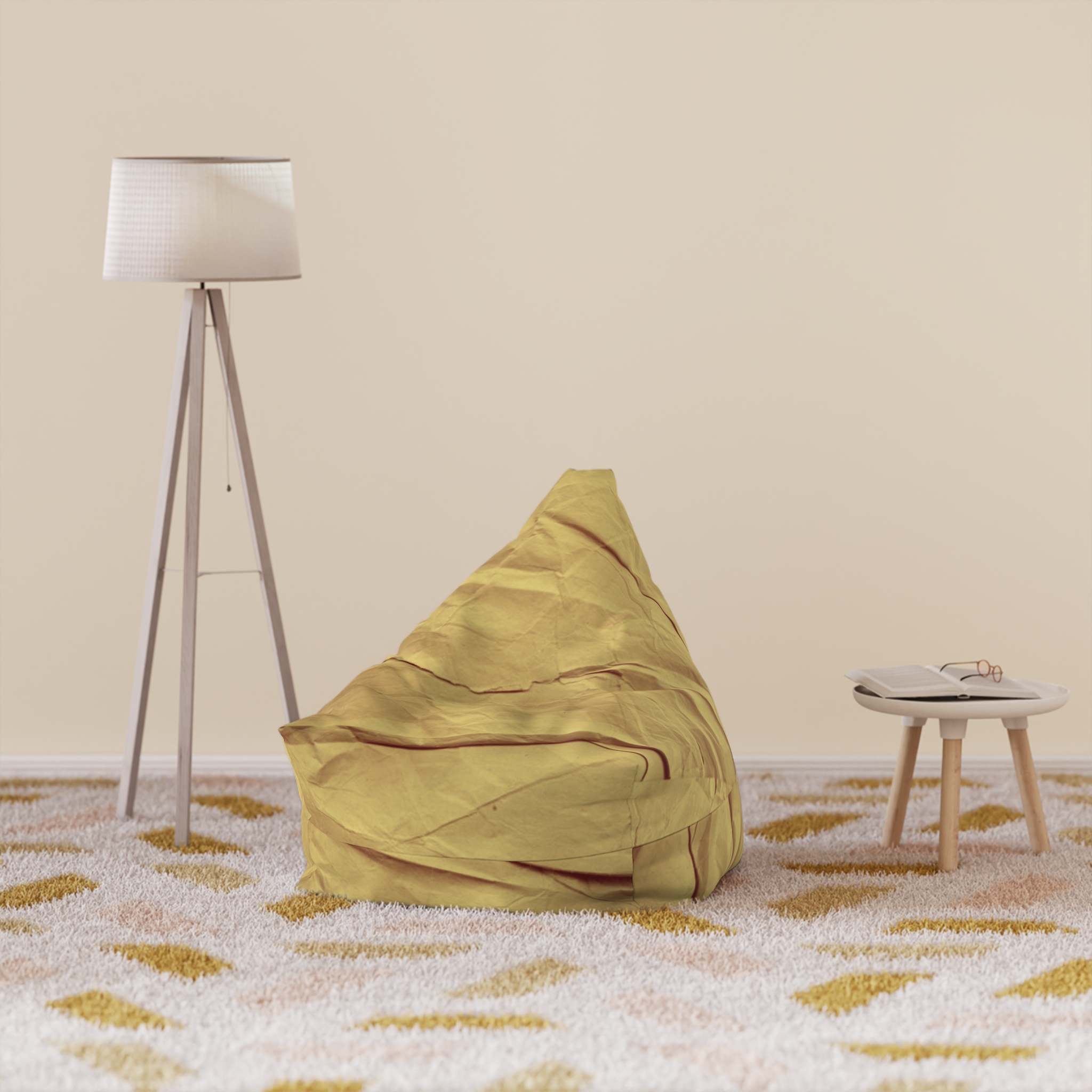 Bean Bag Cover — Mustard Cotton Replacement Slipcover