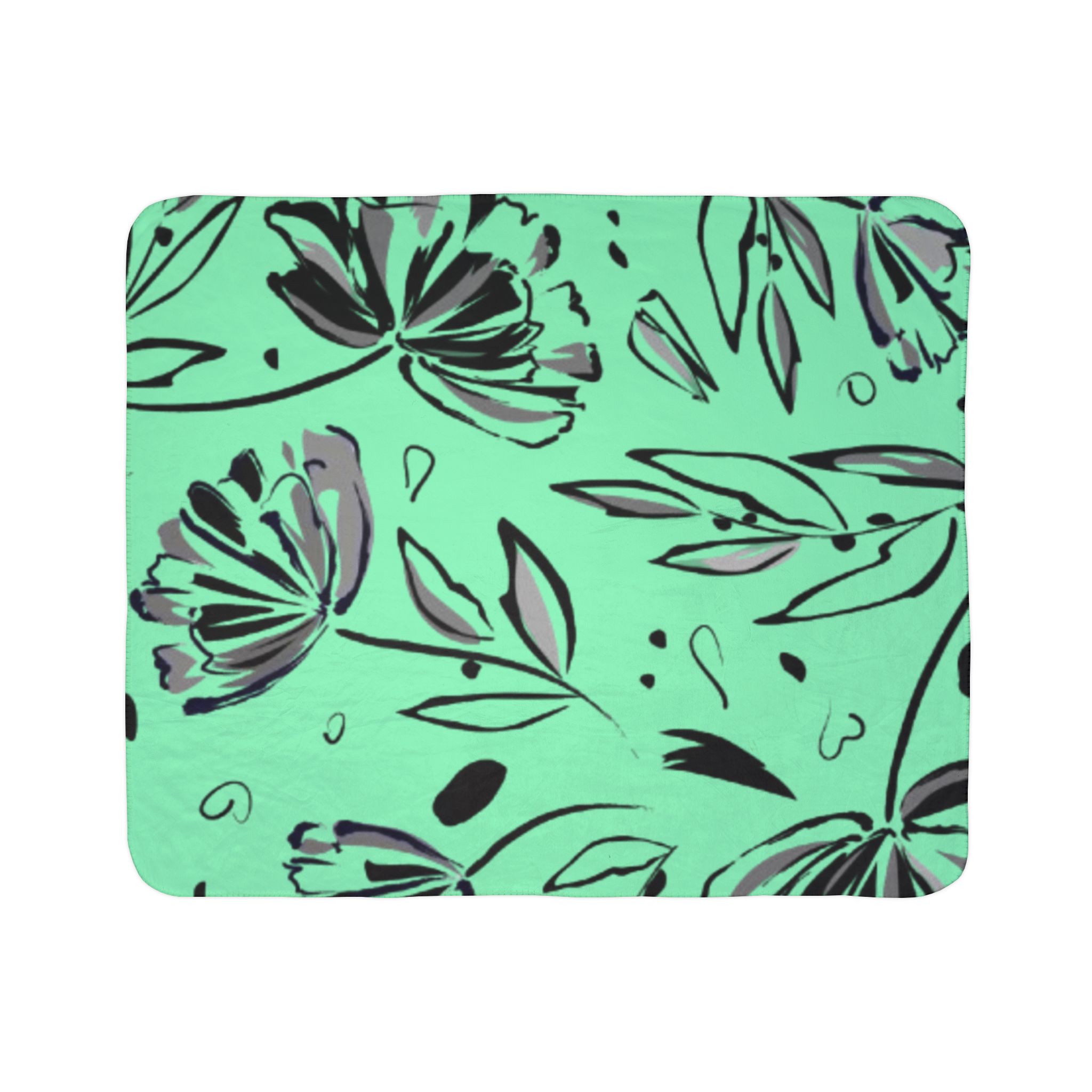 Mint Floral Fleece Sherpa Blanket – Cozy Floral Throw for Home & Gifts - Image 7