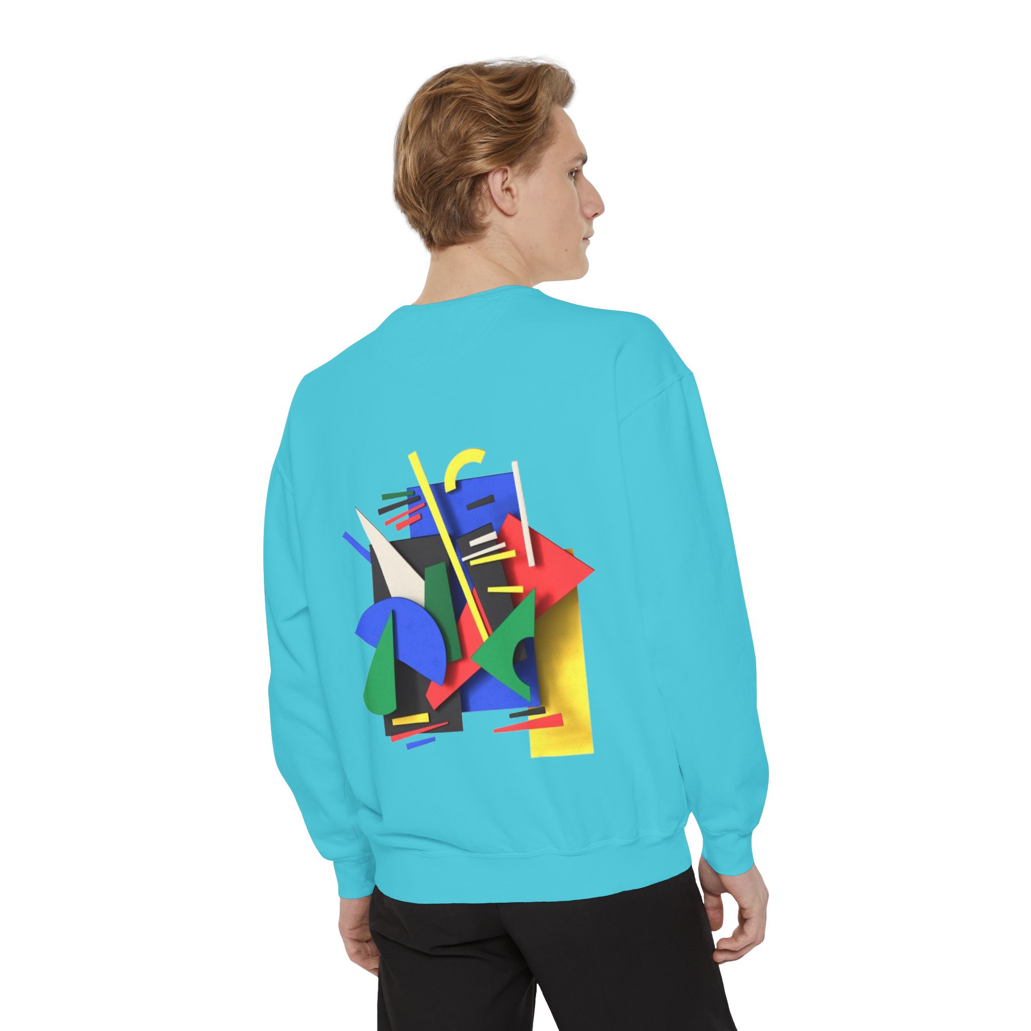 Abstract Geometric Crewneck Sweatshirt — Colorful 80s Retro Art Design - Image 52