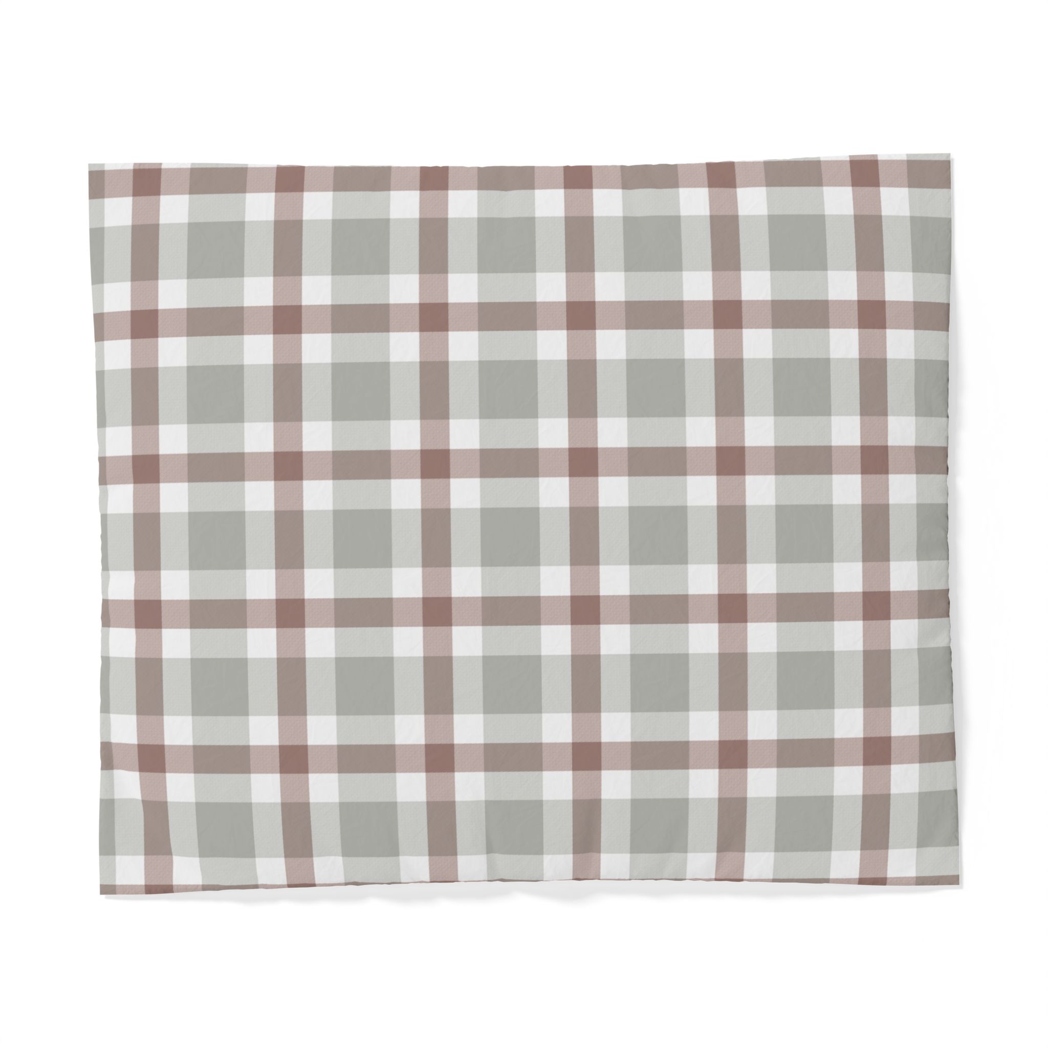 Plaid Cotton Duvet Cover — Neutral Earth Tones Rustic Farmhouse Bedding - Image 2