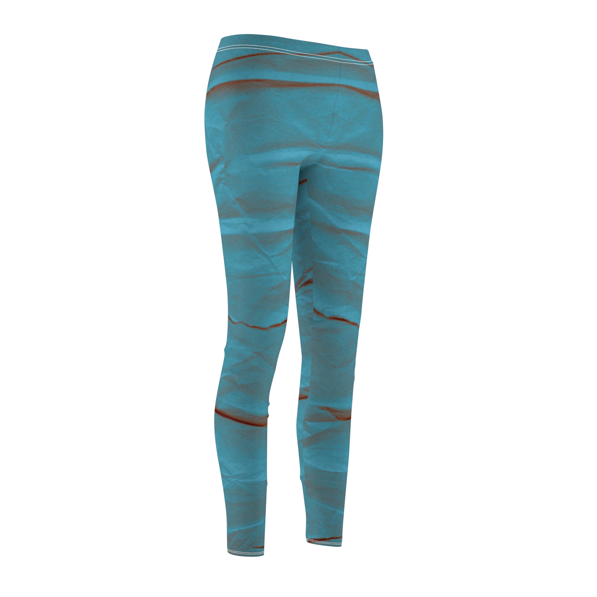 Teal Marble Women's Leggings — All-Over Print Casual Stretch Leggings - Image 4
