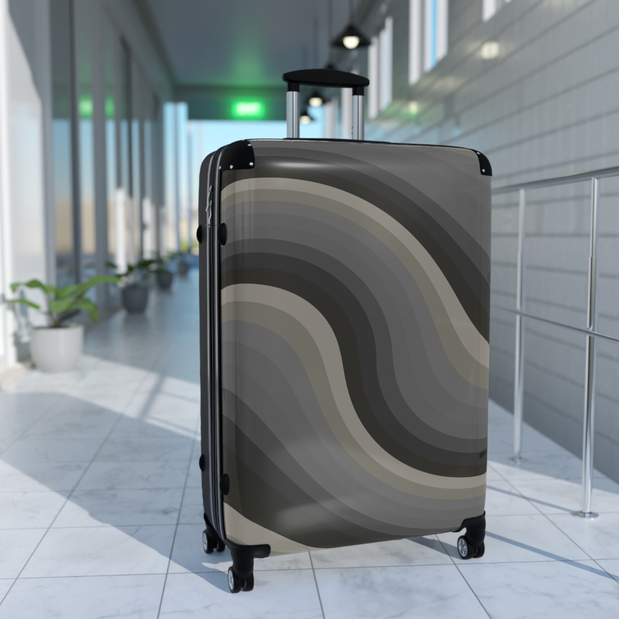 Gray Swirl Carry-On Suitcase — Modern Abstract Travel Luggage - Image 11