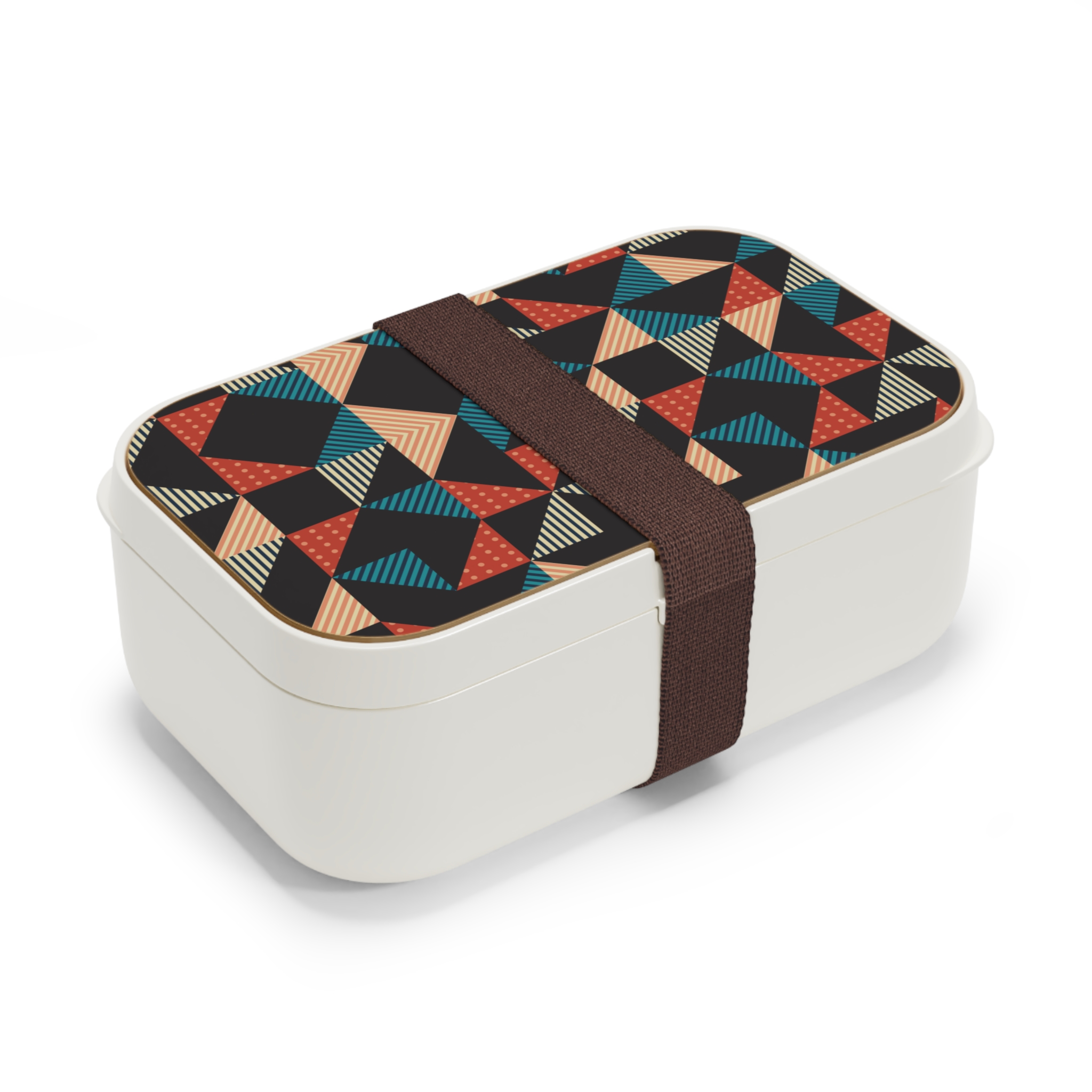 Geometric Retro Bento Lunch Box — Mid-Century Patterned Food Container