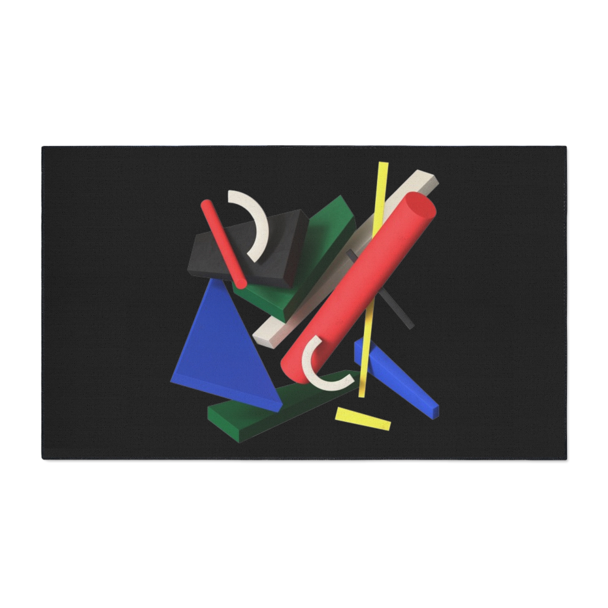 Abstract Geometric Heavy Duty Floor Mat — Modern Colorful Shapes on Black - Image 5