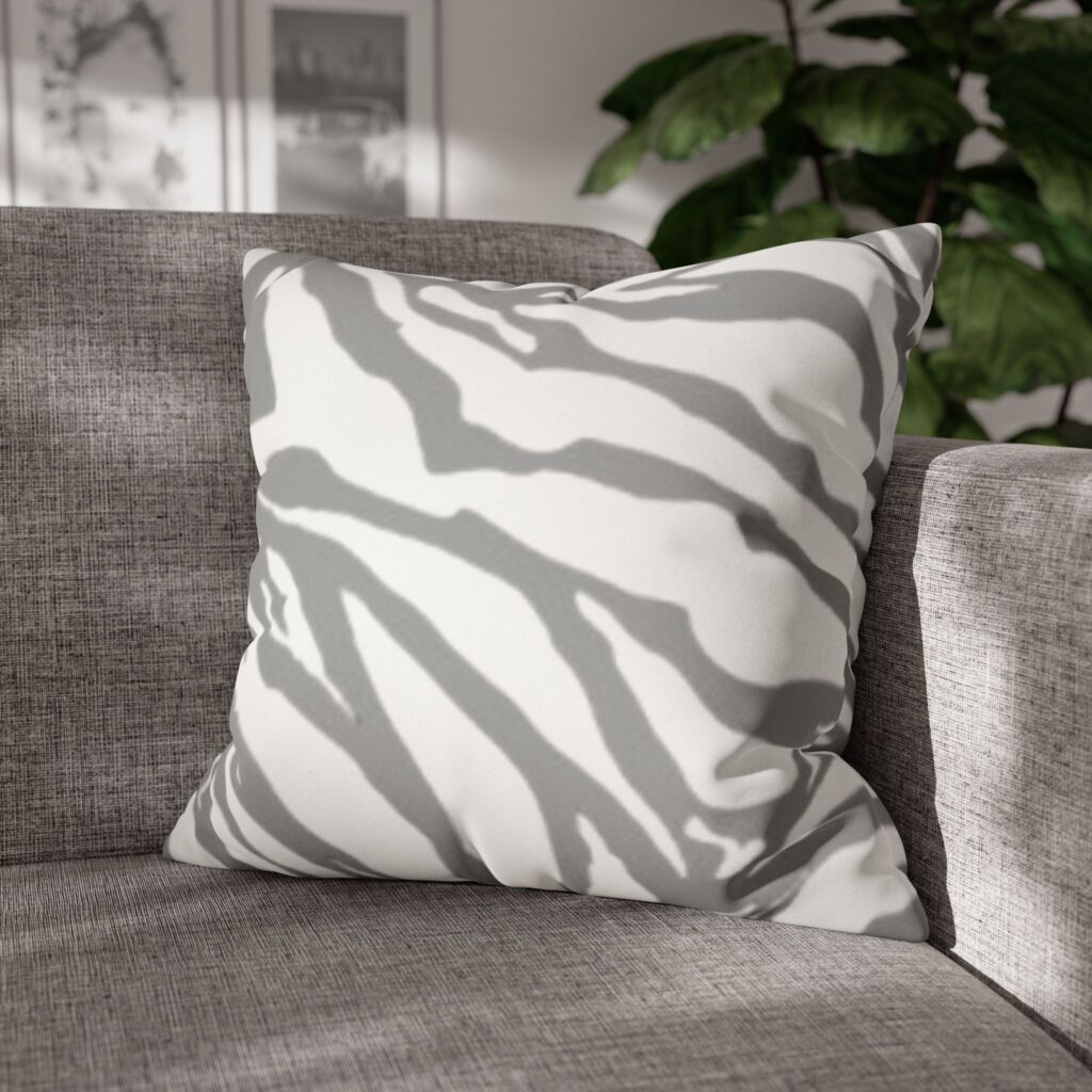 Zebra Stripe Faux Suede Pillowcase — Neutral Modern Throw Pillow Cover
