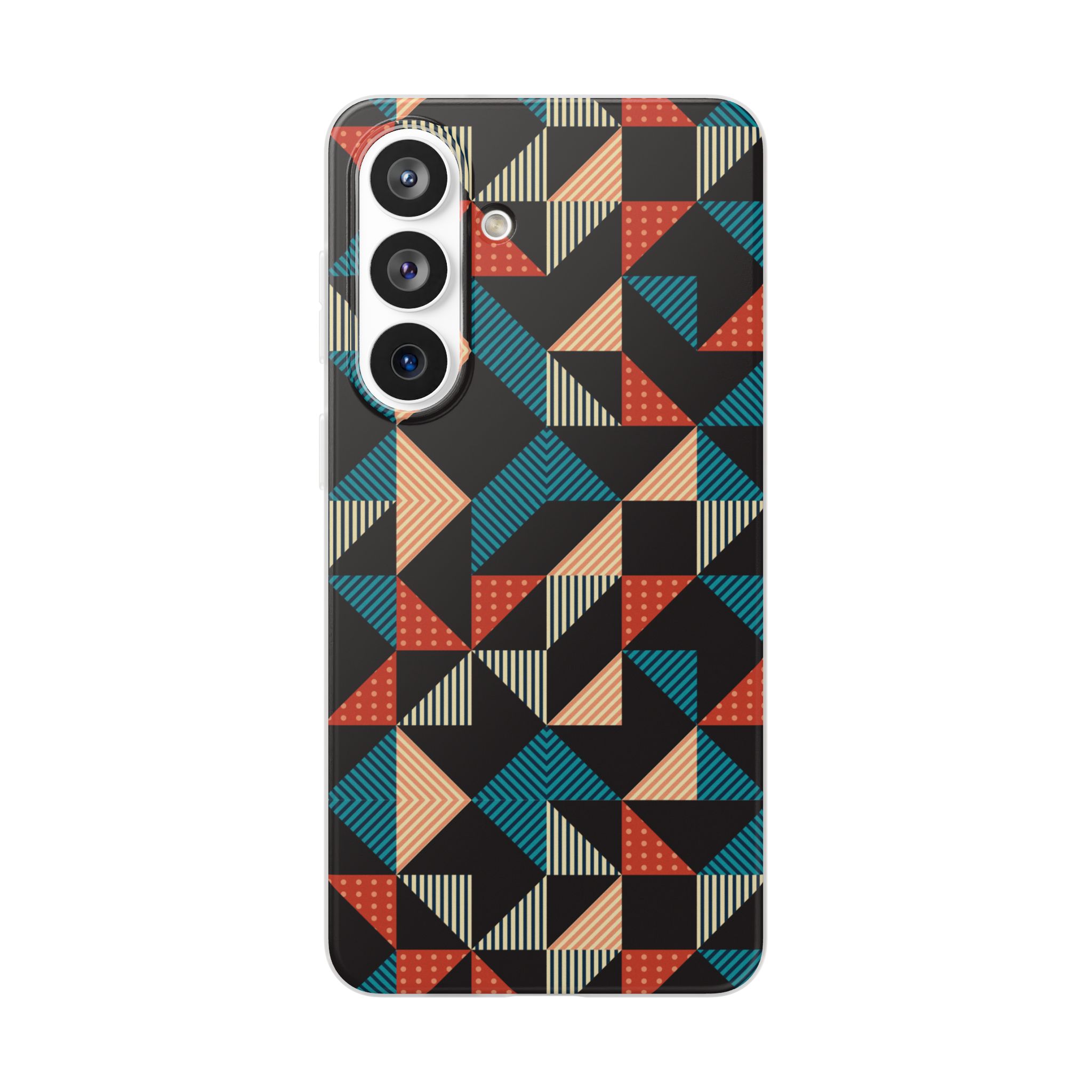 Geometric Retro Triangle Phone Case — Colorful Mid-Century Pattern Flexi Case - Image 109