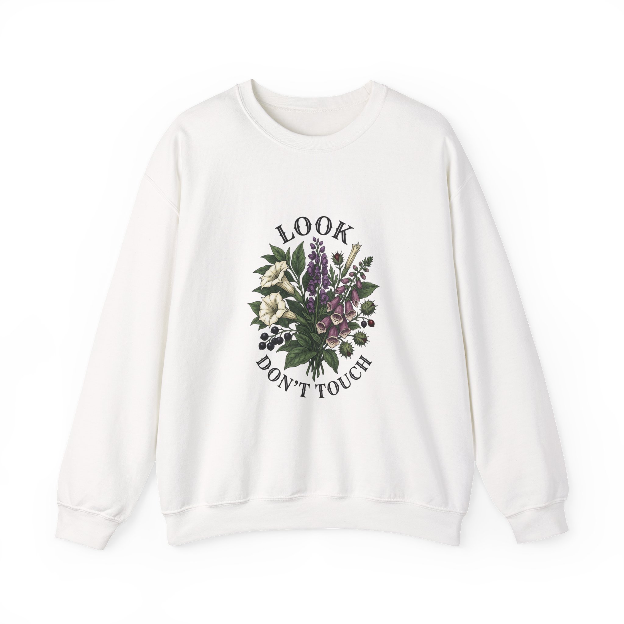 Look Don't Touch sweatshirt | Gothic botanicals floral crest