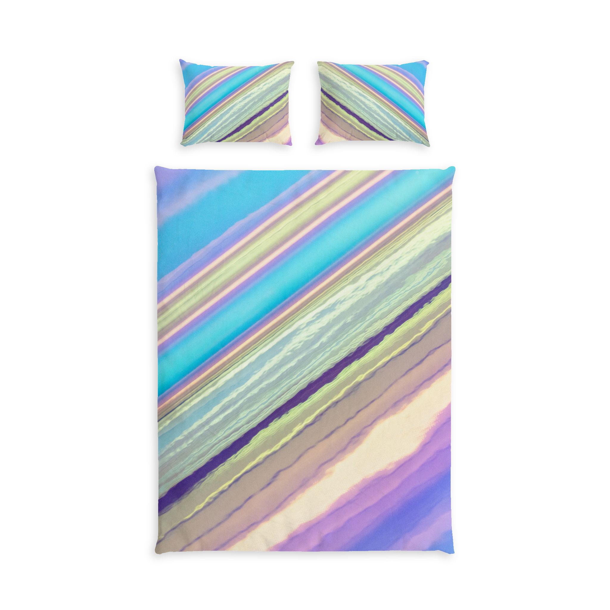 Pastel Diagonal Stripe Cotton Bed Set – Soft Watercolor Bedding