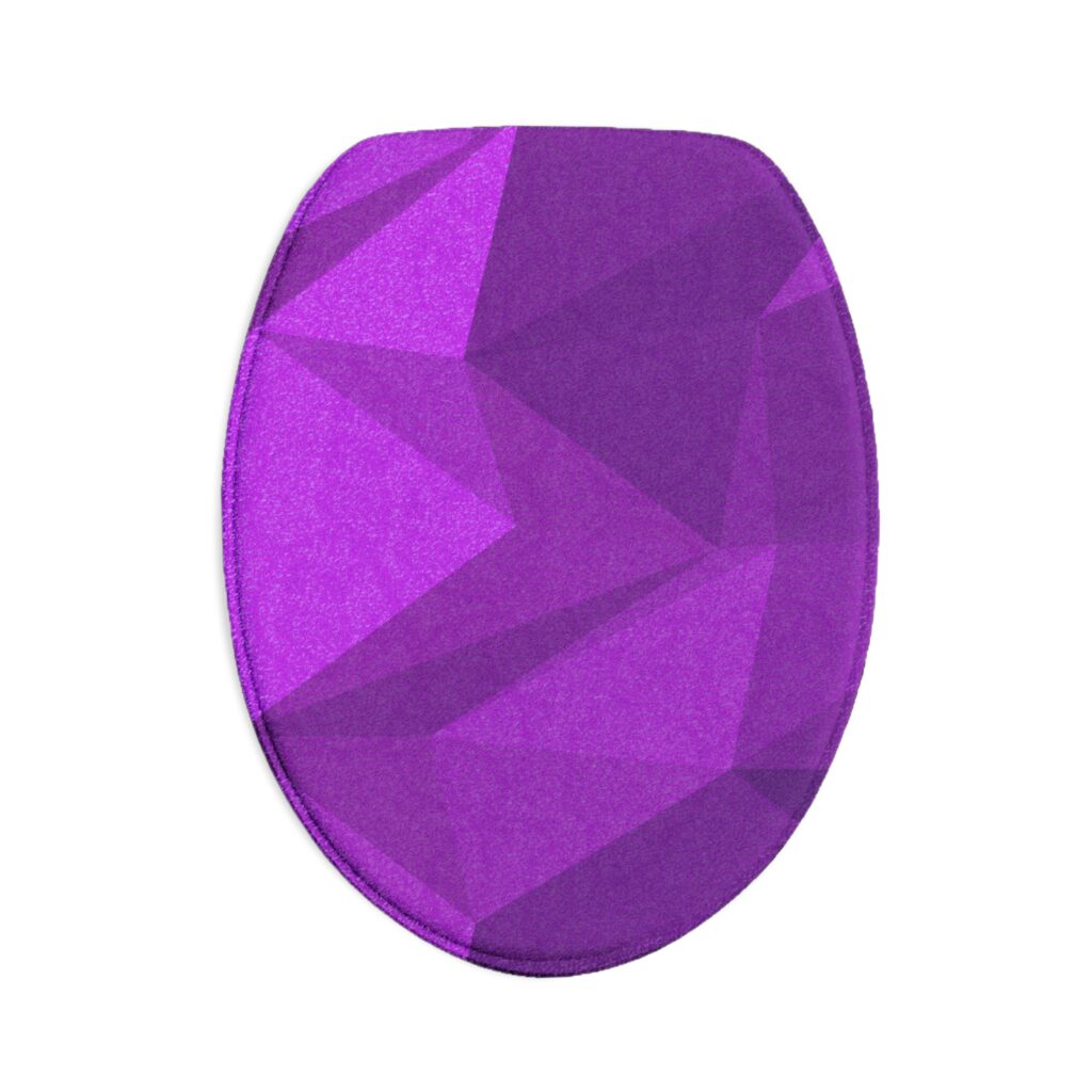 Purple Geometric Bath Mat Set — 3-Piece Non-Slip Bathroom Rug