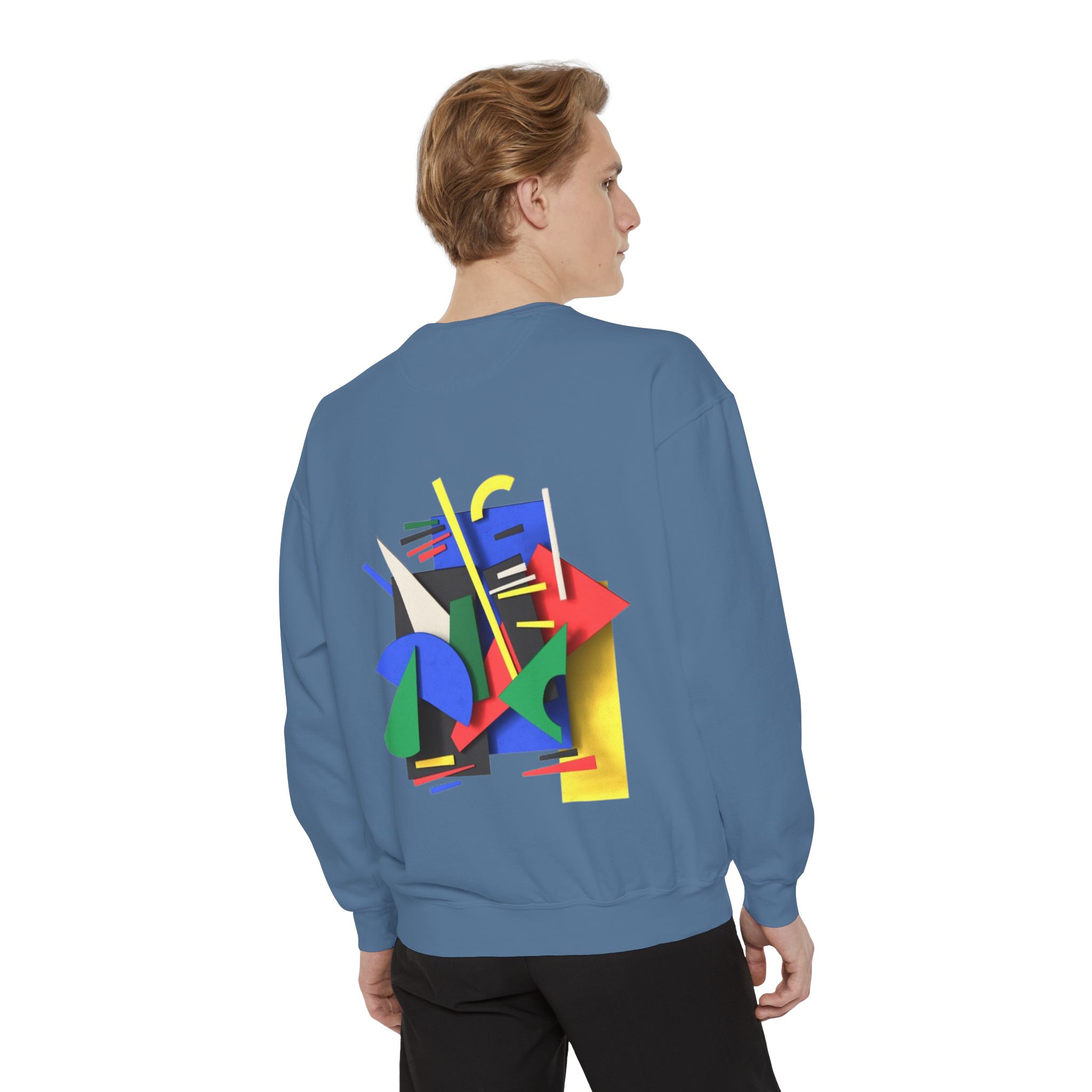 Abstract Geometric Crewneck Sweatshirt — Colorful 80s Retro Art Design - Image 70
