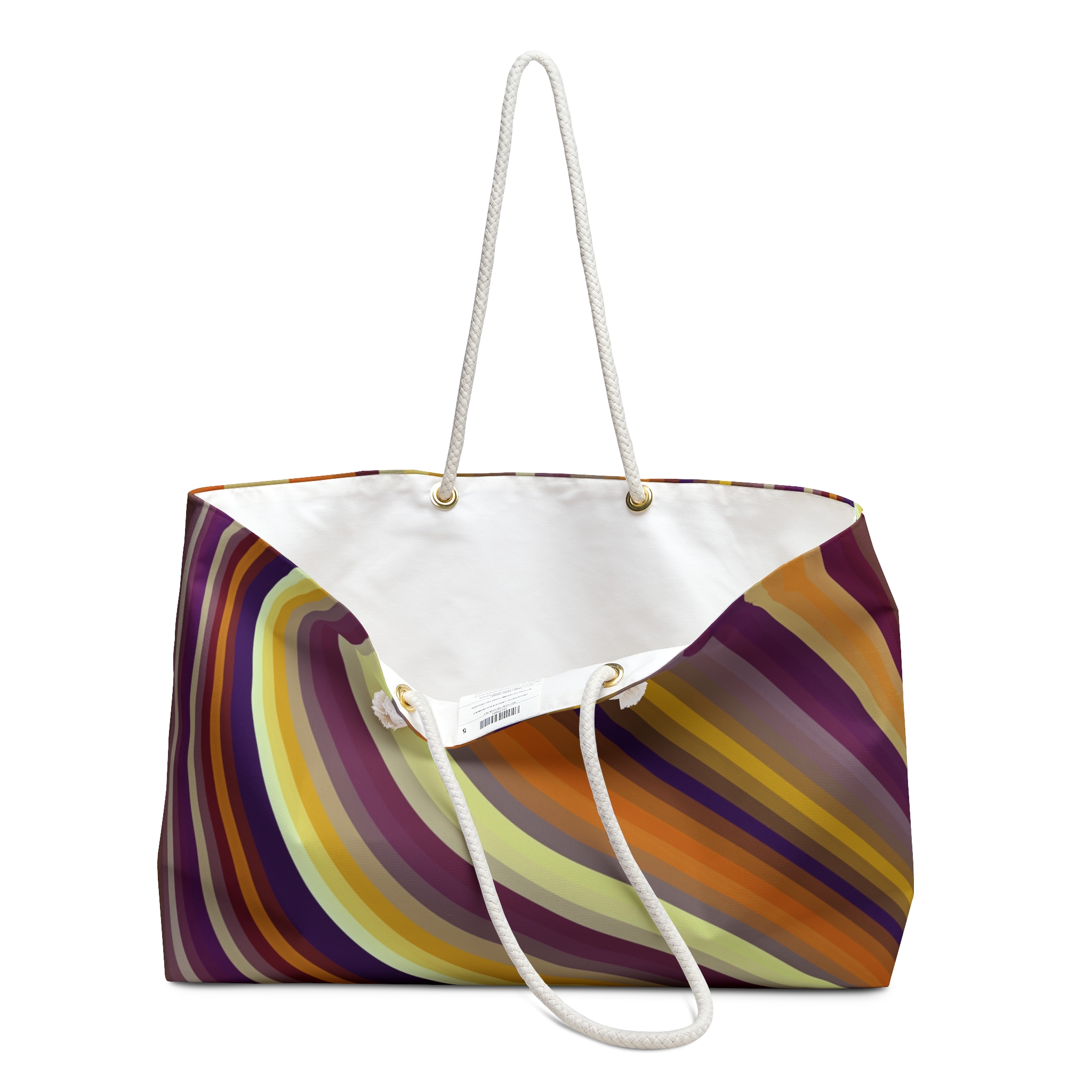 Retro Swirl Weekender Bag — Oversized Travel Tote in Autumn Stripe - Image 3