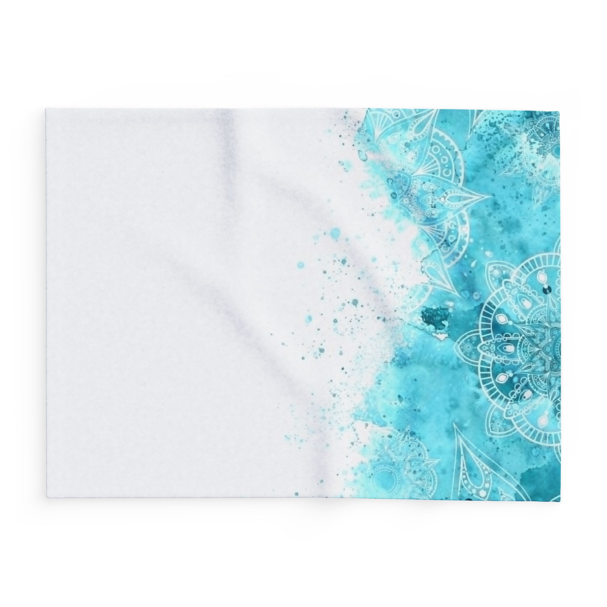 Arctic Mandala Fleece Blanket — Blue Watercolor Cozy Throw - Image 3