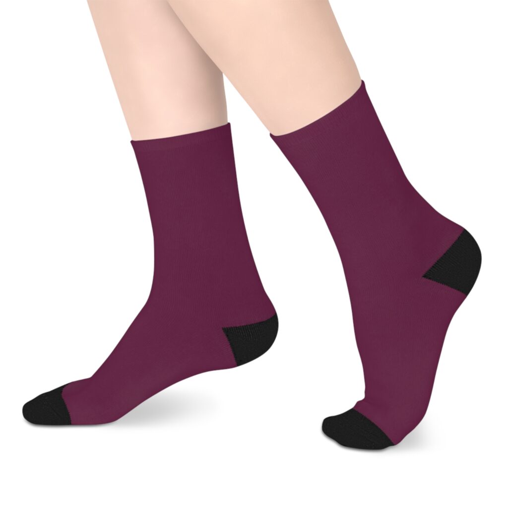 Maroon Mid-Length Socks — Comfortable Everyday Crew Socks