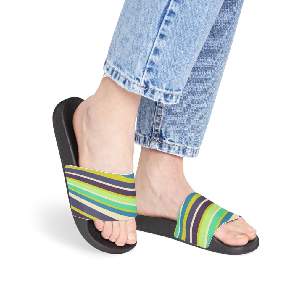 Striped Removable‑Strap Slide Sandals — Women’s Casual Pool & Summer Slides