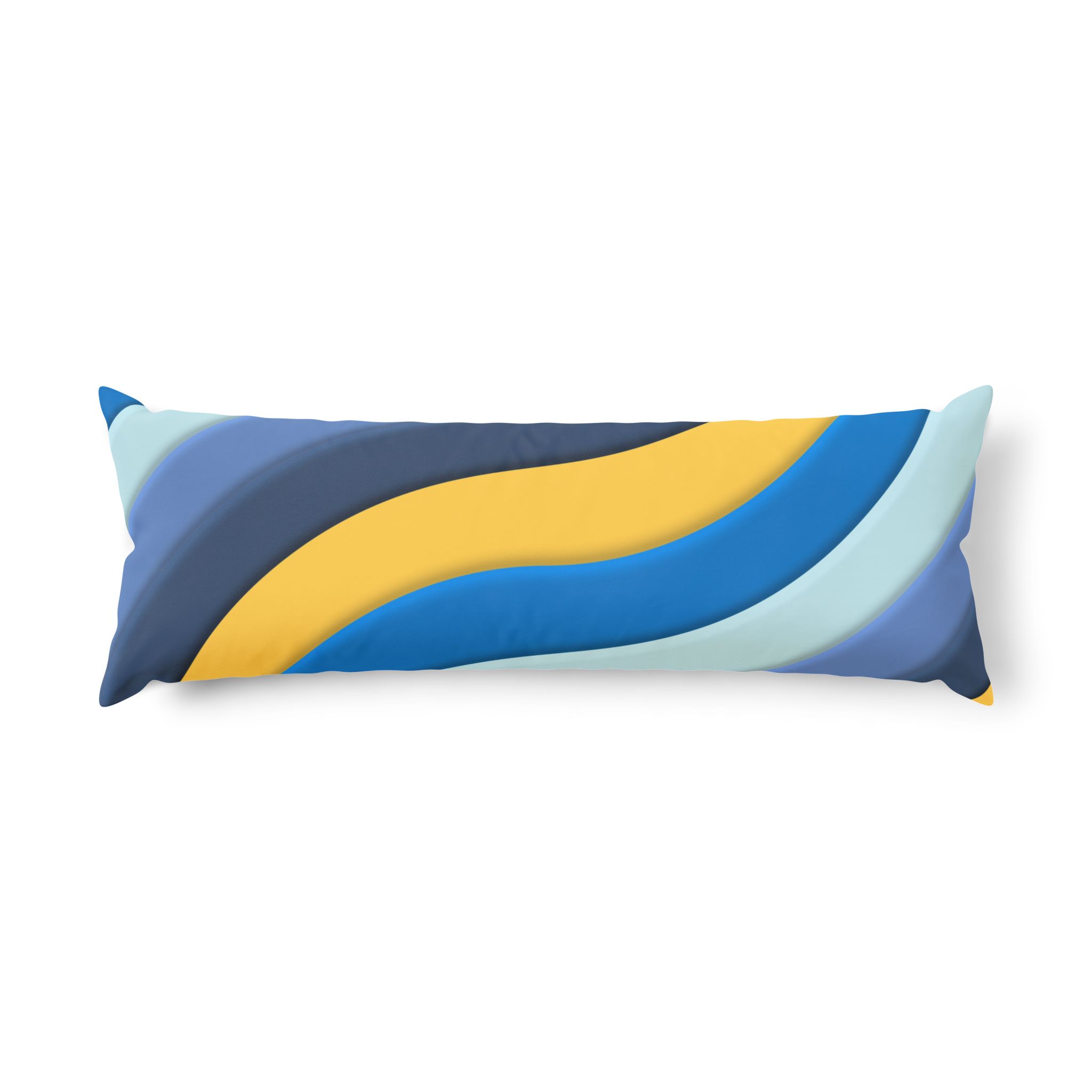 Abstract Wave Body Pillow – Blue & Yellow Modern Decorative Lumbar Cushion - Image 3