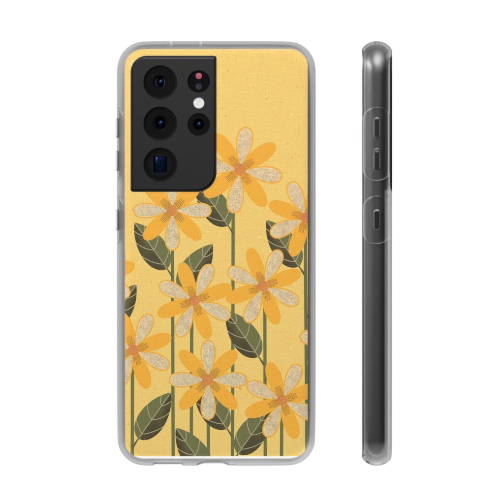 Yellow Daisy Floral Phone Case - Clear Flexible Protective Cover