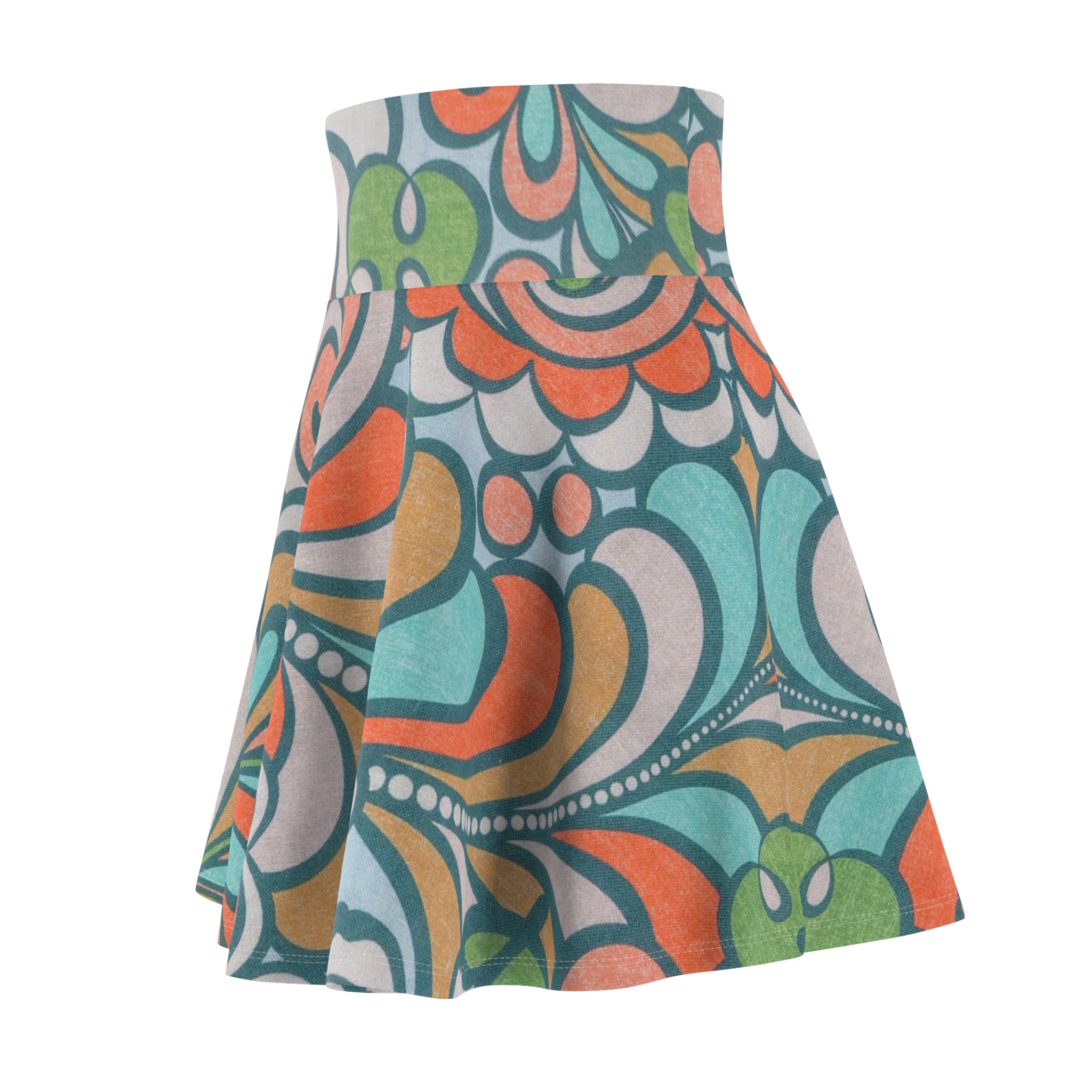Boho Floral Swirl Skater Skirt - Image 4