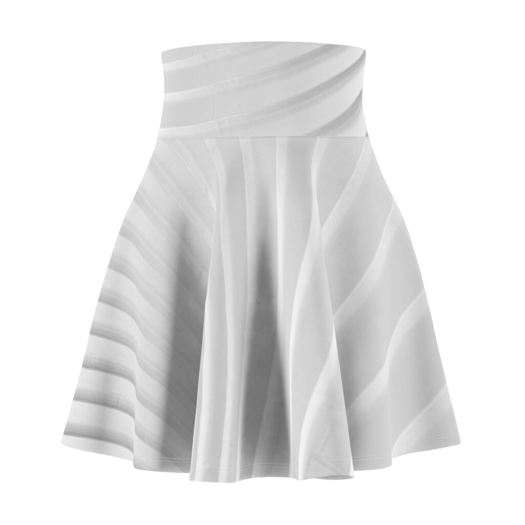 White Marble Texture Skater Skirt — Elegant Swirl AOP Mini for Casual & Dressy Wear