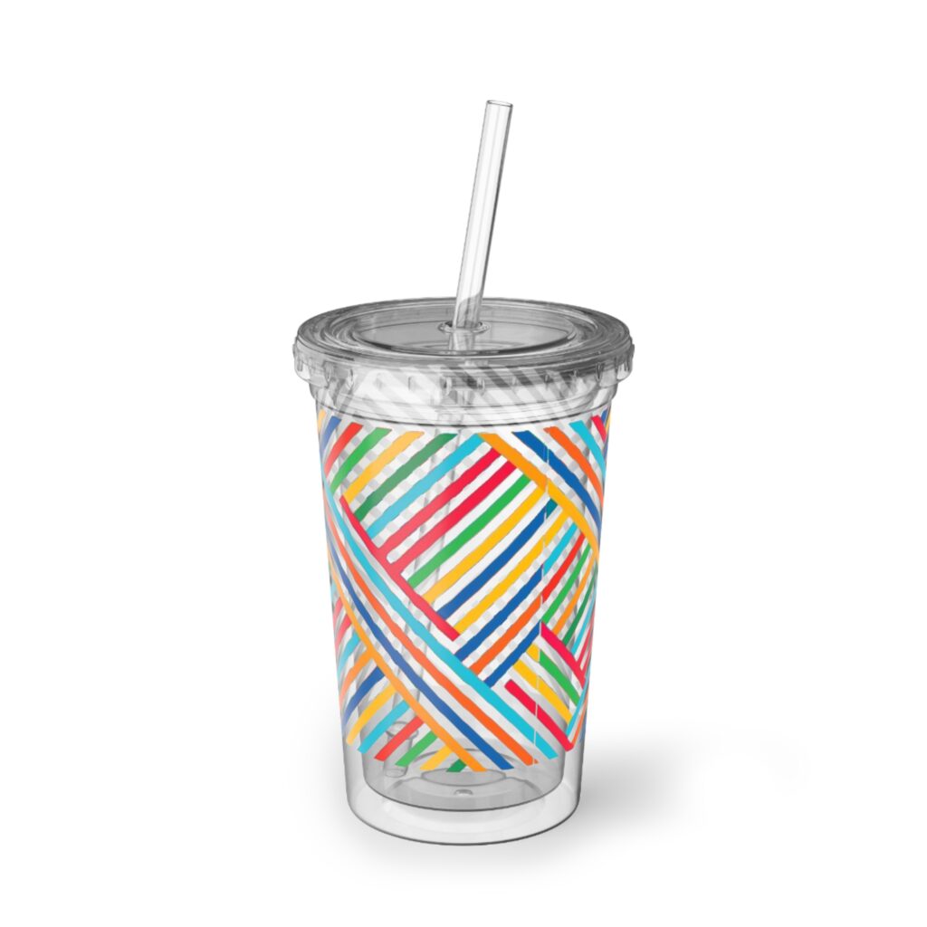 Acrylic Cup — Colorful Diagonal Stripe Tumbler
