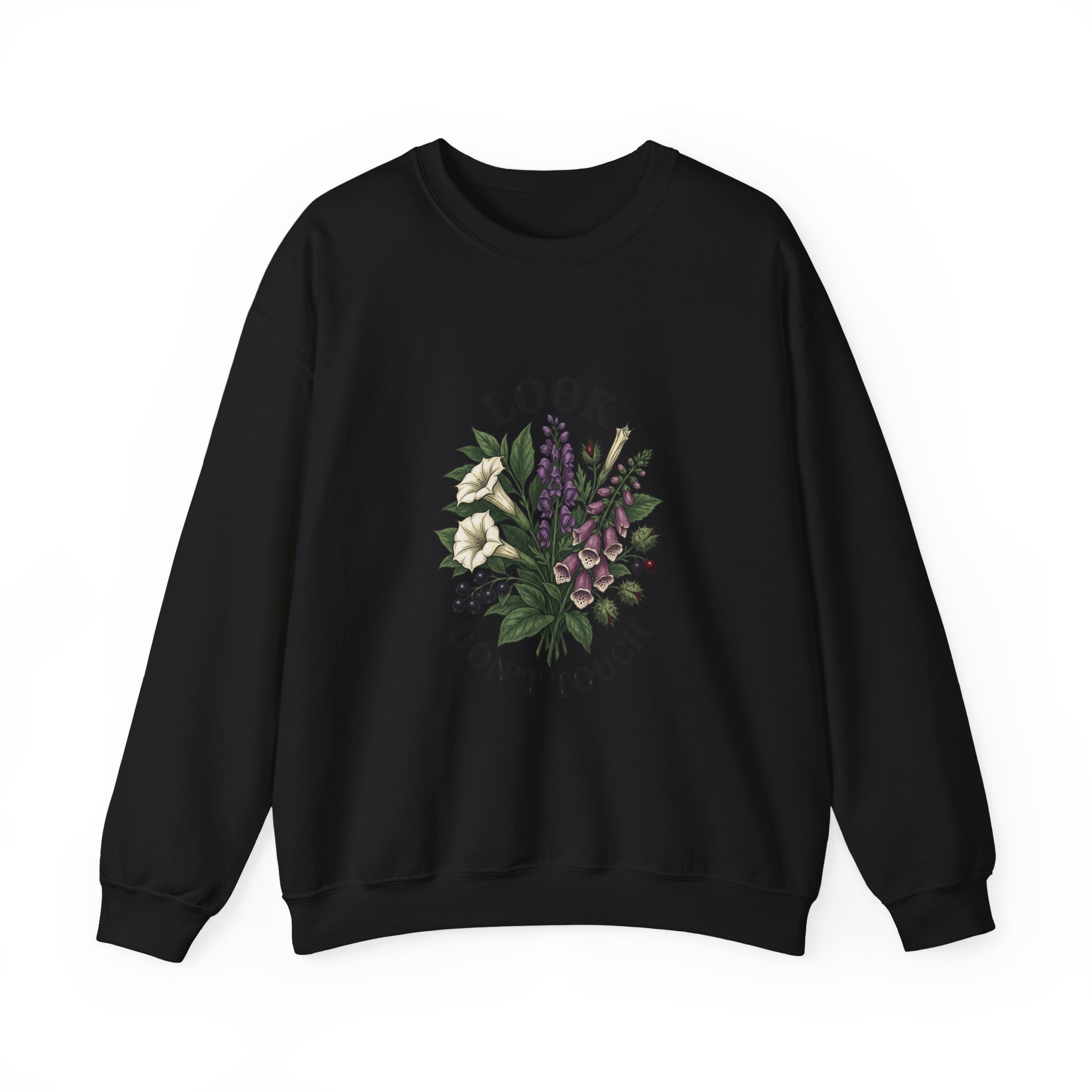 Look Don't Touch sweatshirt | Gothic botanicals floral crest - Image 5